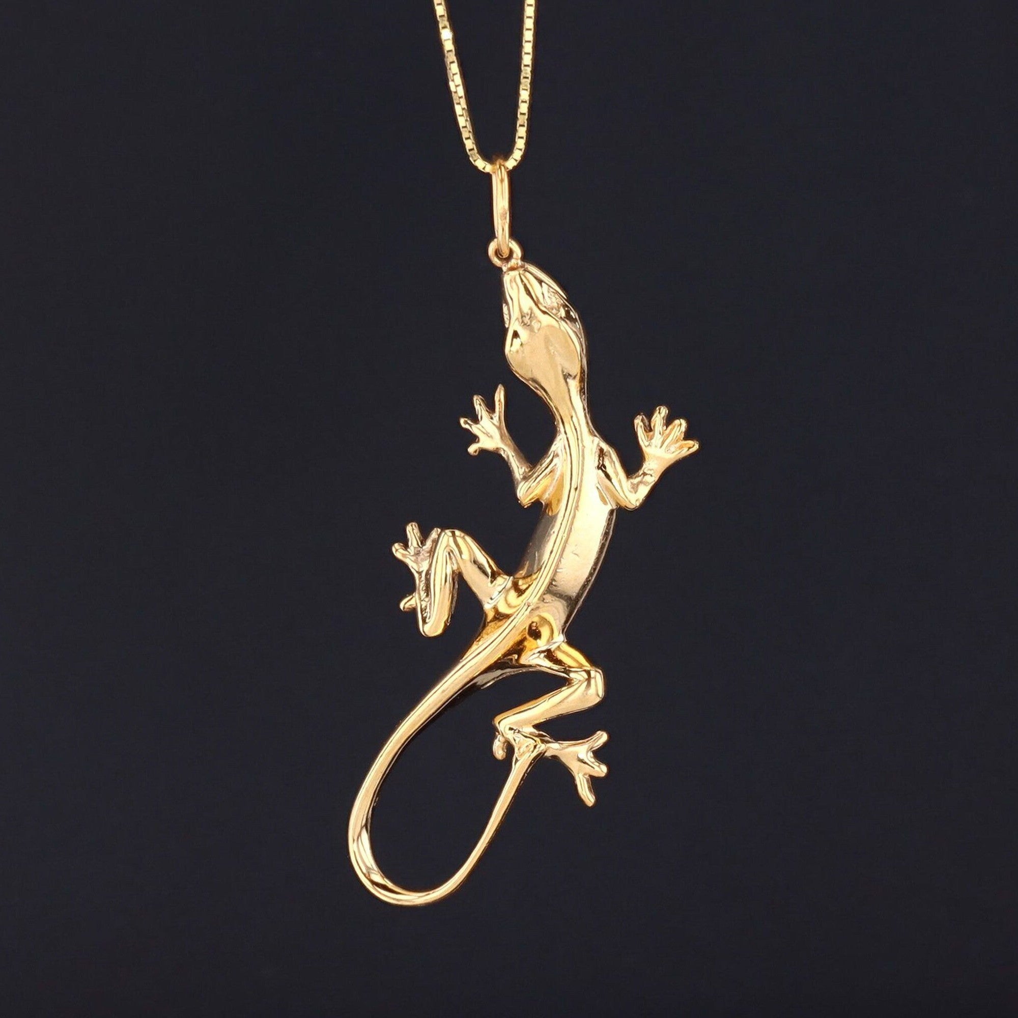 Vintage Lizard Conversion Pendant of 14k Gold
