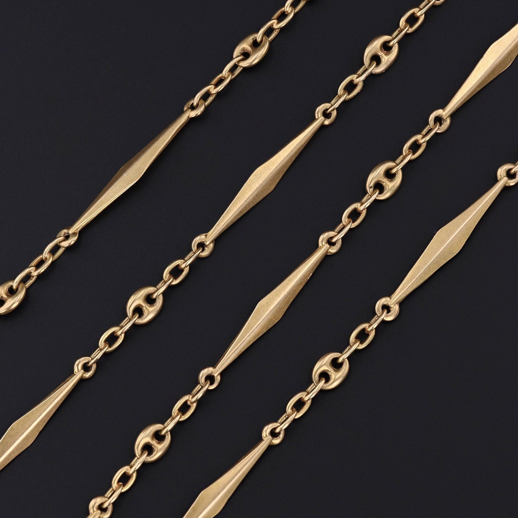 Vintage Long Chain Necklace of 18k Gold