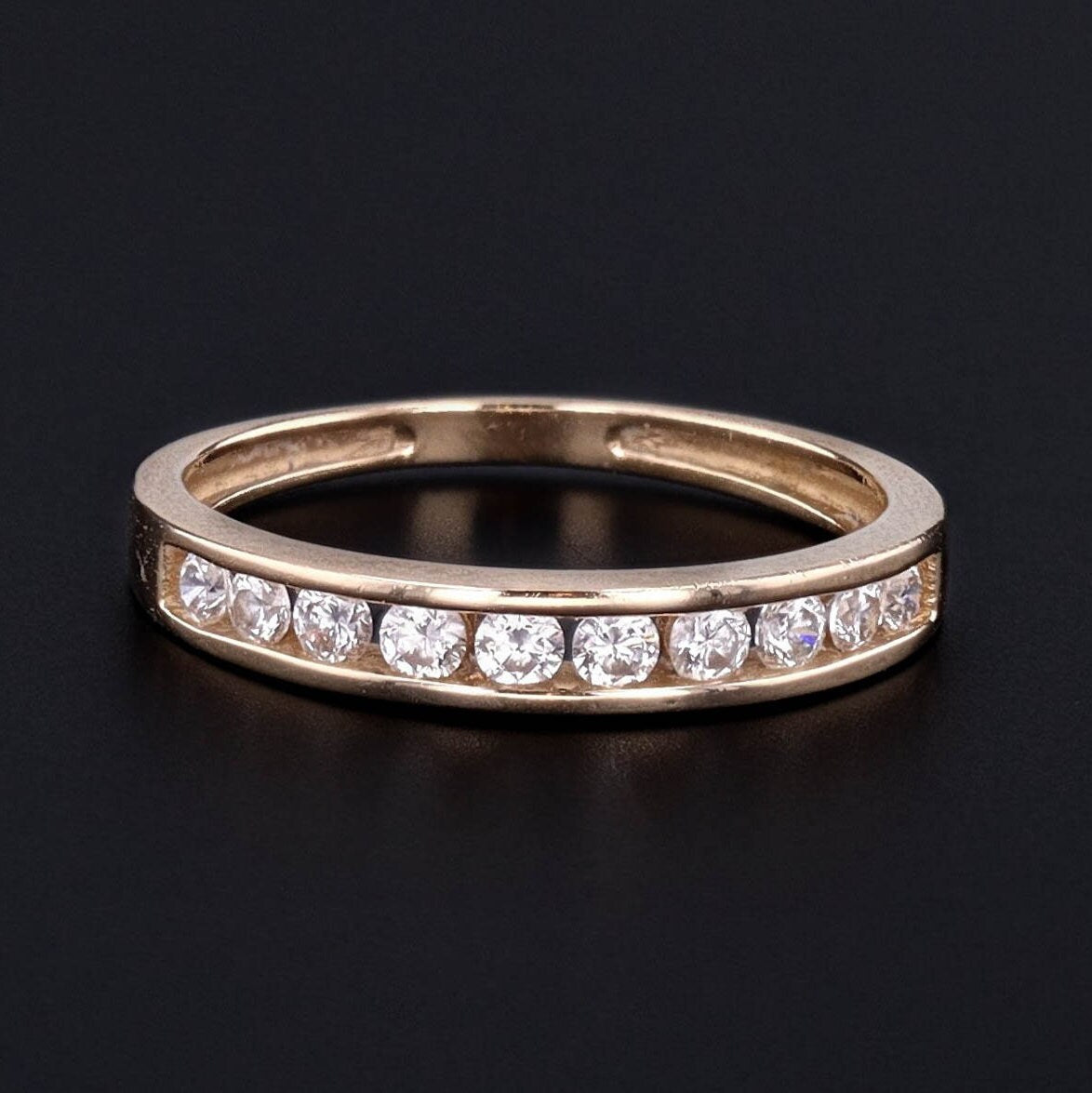 Vintage Channel Set Diamond Ring of 14k Gold