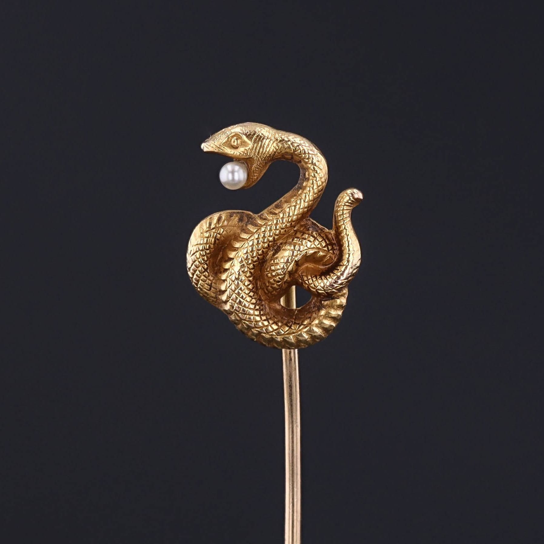 Antique Snake Stickpin of 14k Gold