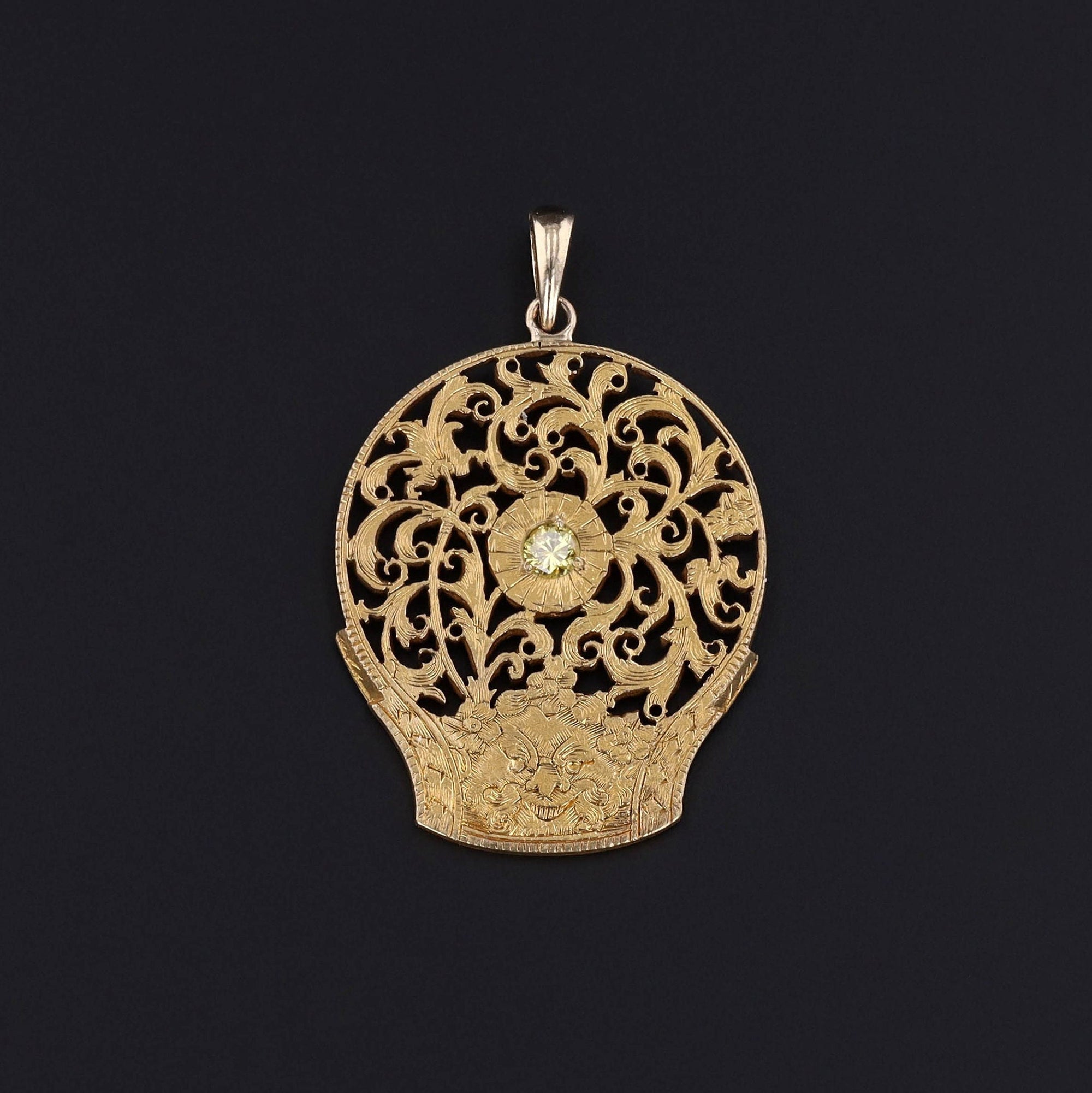 Antique Diamond Watchcock Conversion Pendant of 14k Gold