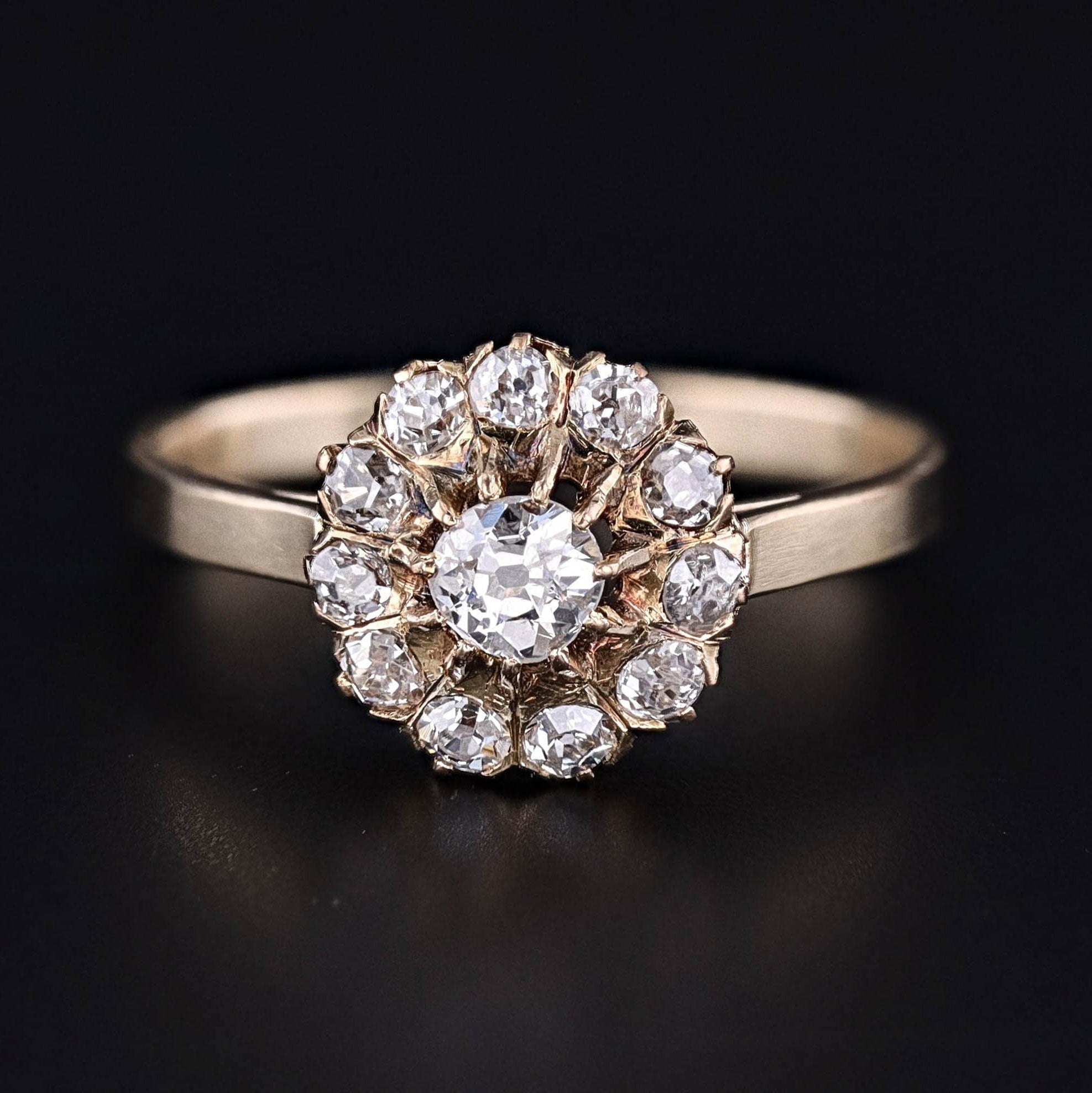 Antique Diamond Conversion Ring of 14k and 18k Gold