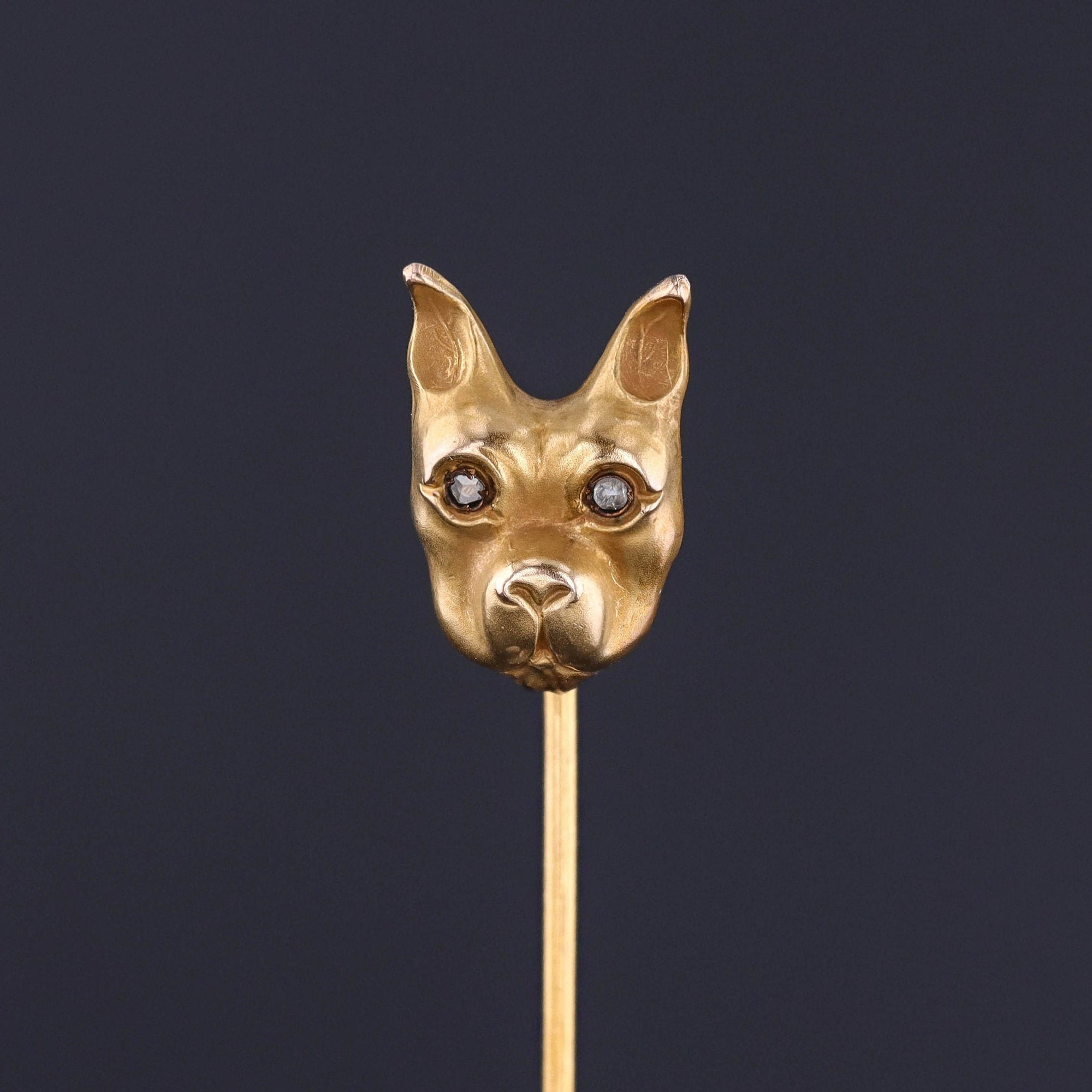 Antique French Bulldog Stickpin of 10k Gold