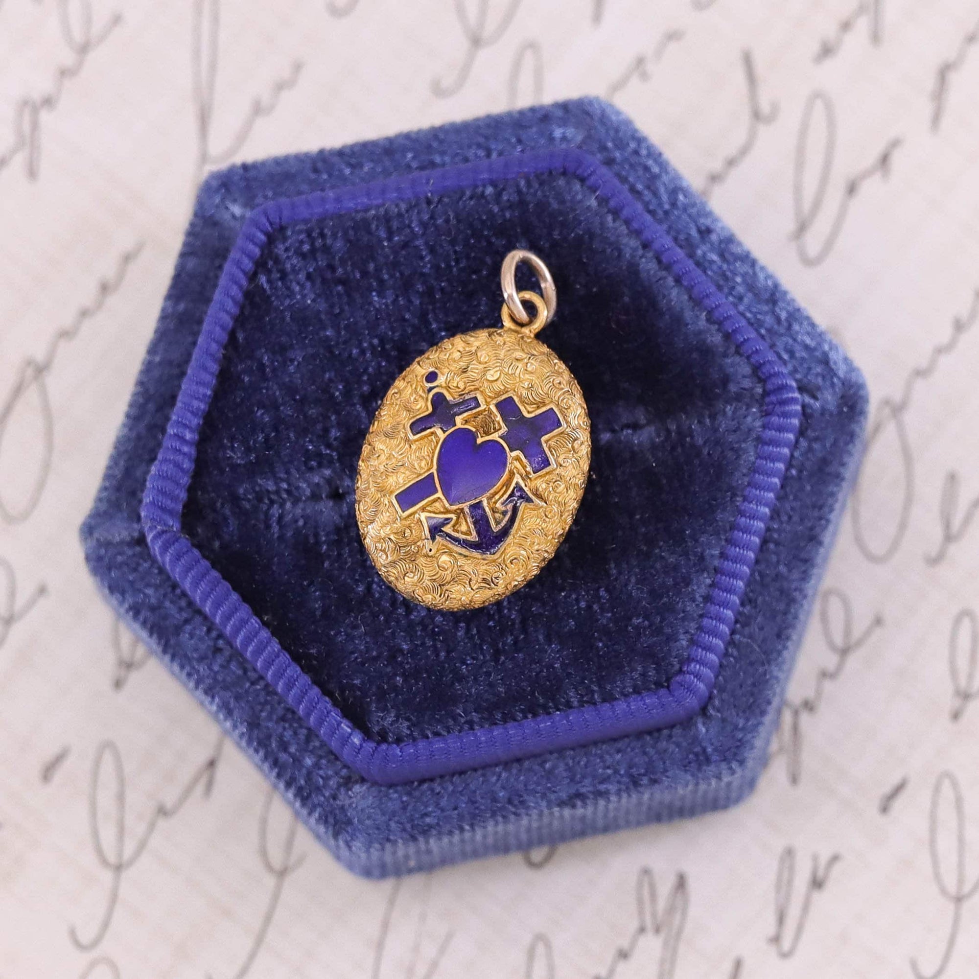 Antique Faith, Hope, and Charity Locket of 14k Gold