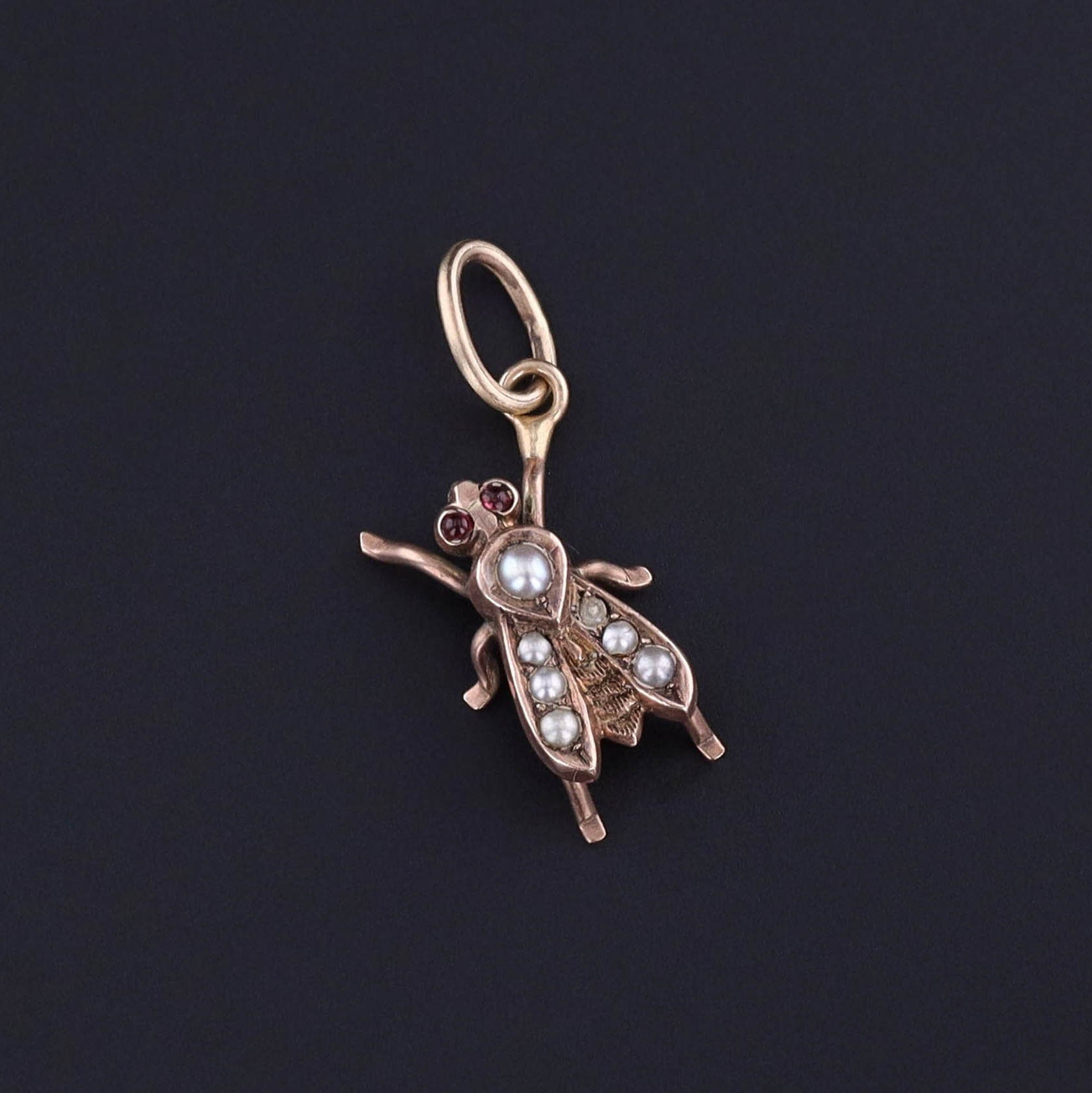 Antique Pearl Insect Charm of 10k Gold