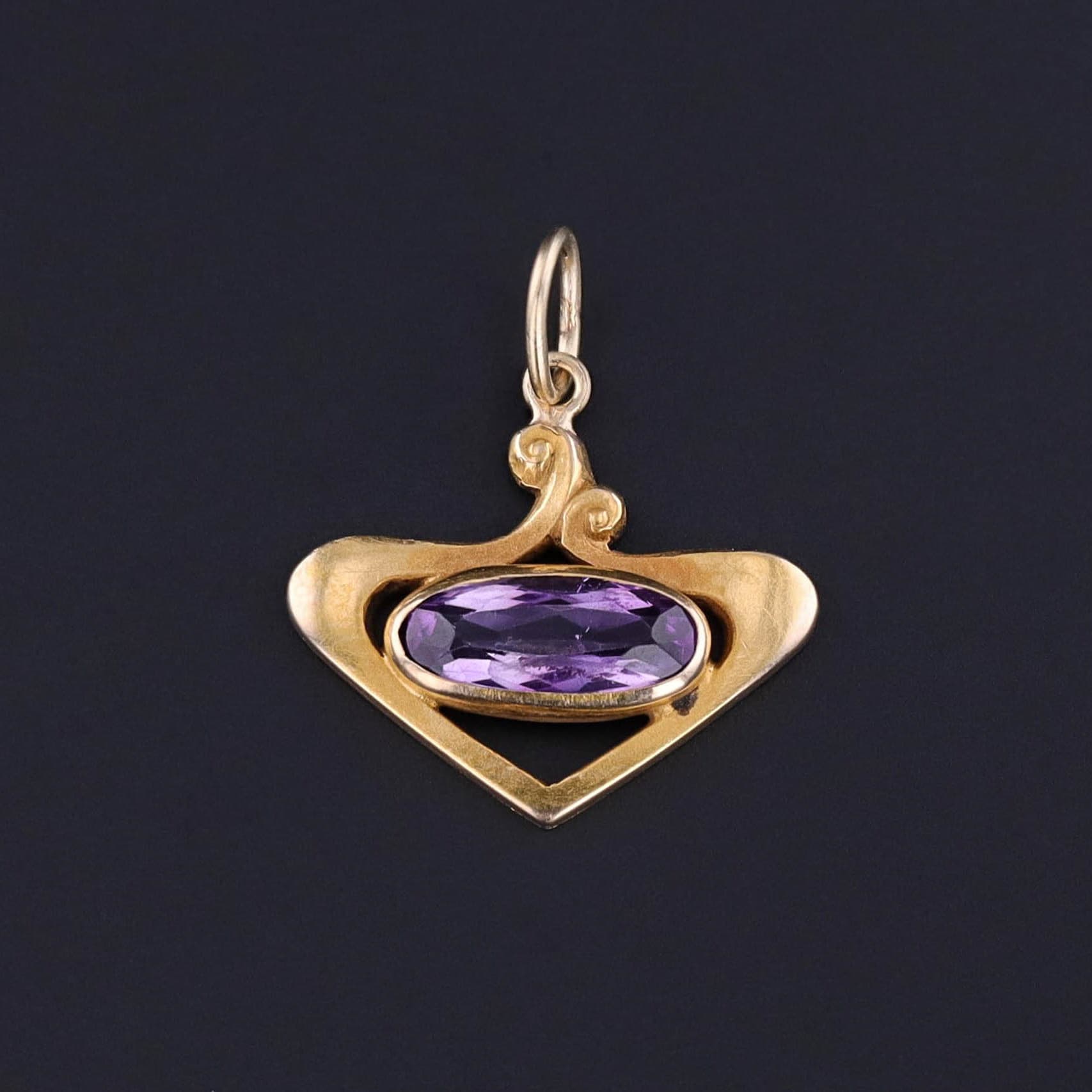 Anitque Amethyst Charm of 14k Gold