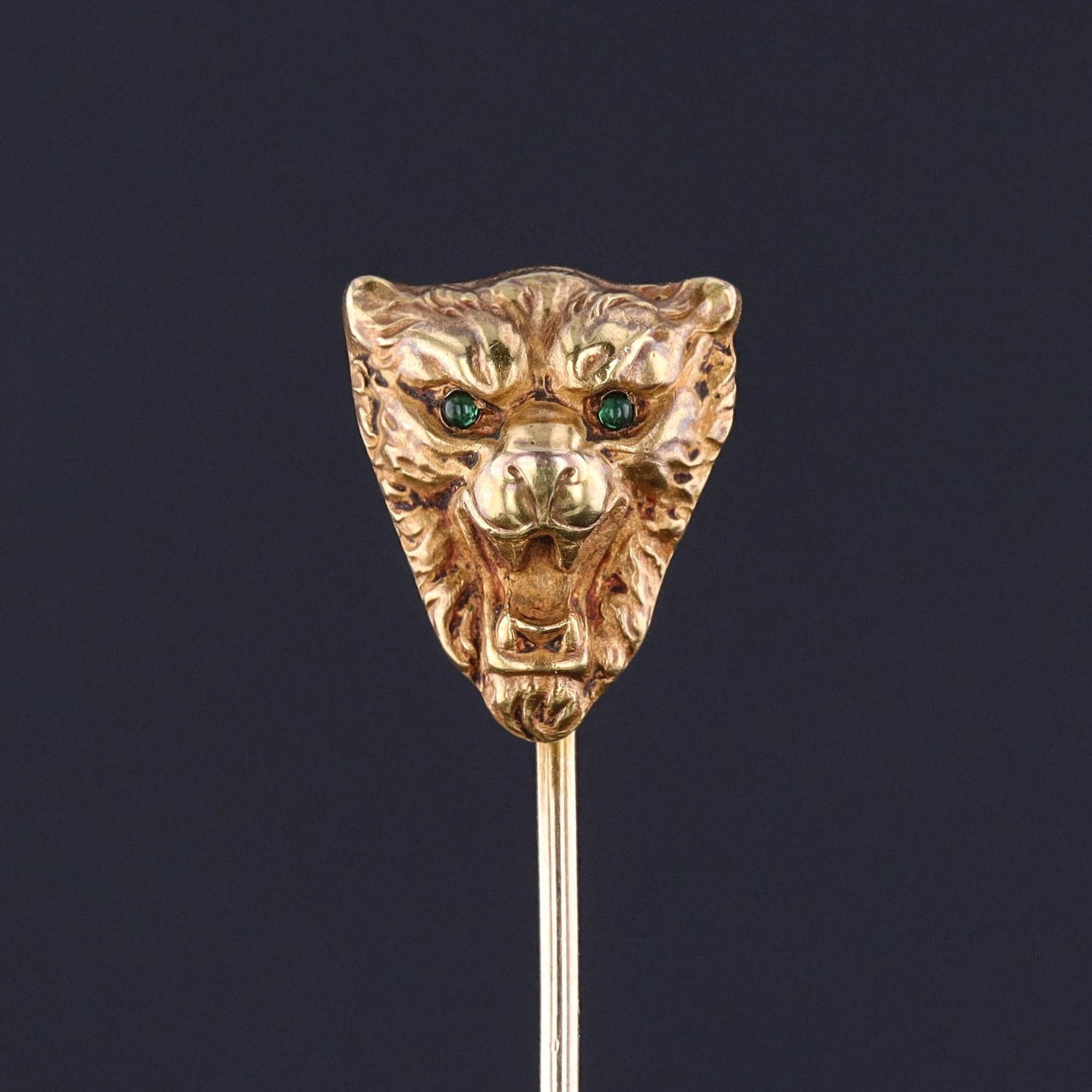Antique Lion Stickpin of 14k Gold