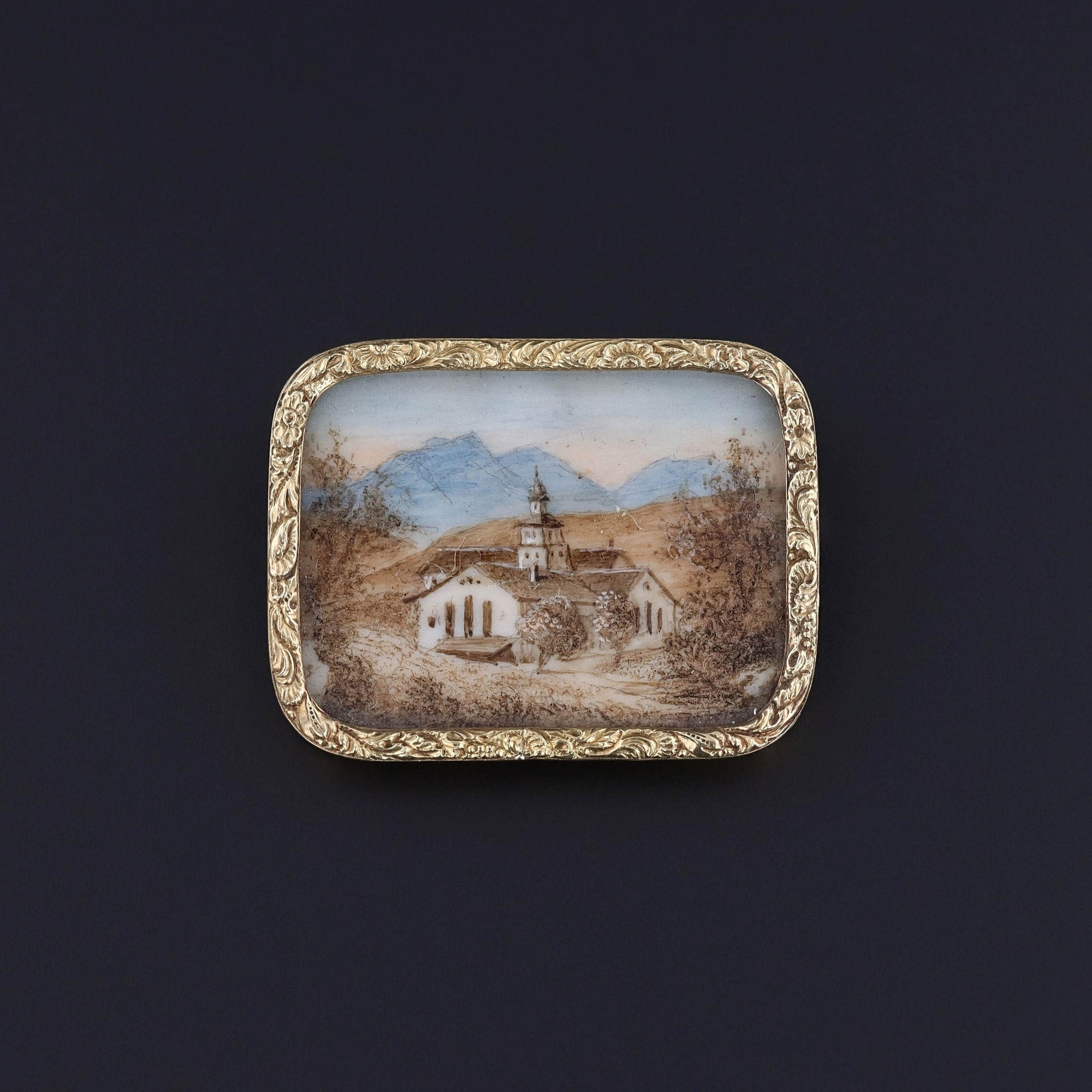 Antique Hand Painted Miniature Brooch
