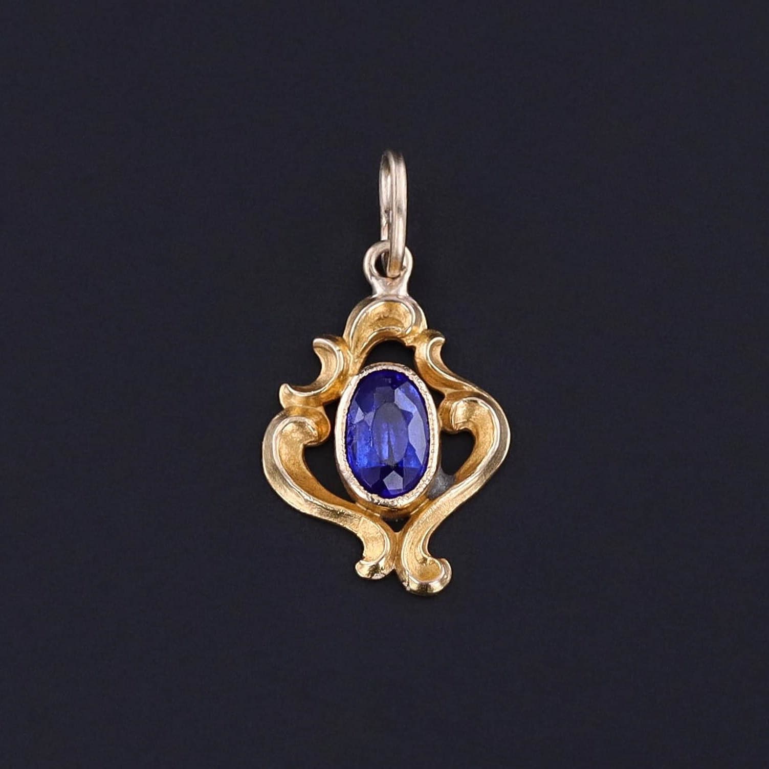 Antique Sapphire Doublet Charm of 12ct Gold