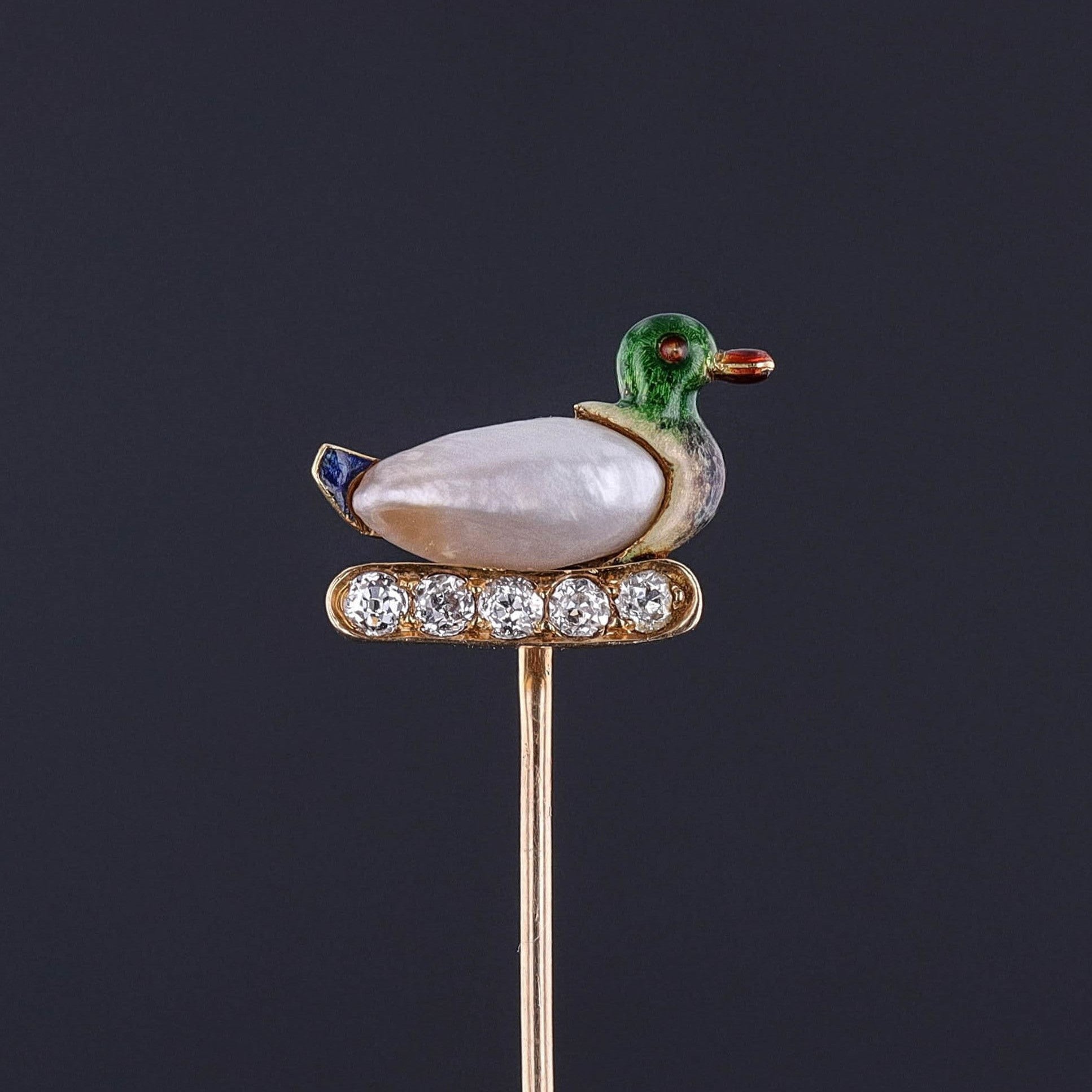 Antique Duck Stickpin with Diamonds