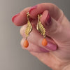 Antique Coral Wing Conversion Earrings of 10k Gold