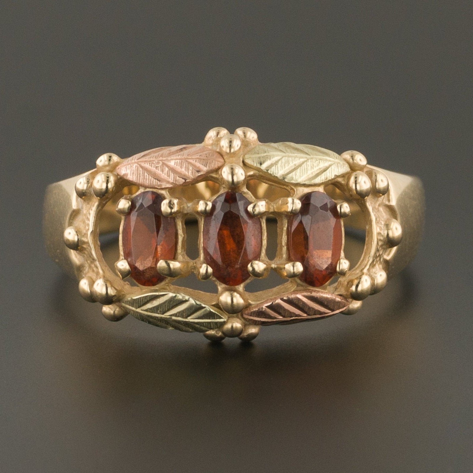 10k Gold & Garnet Ring | Vintage Garnet Ring | Black Hills Gold Ring | January Birthstone