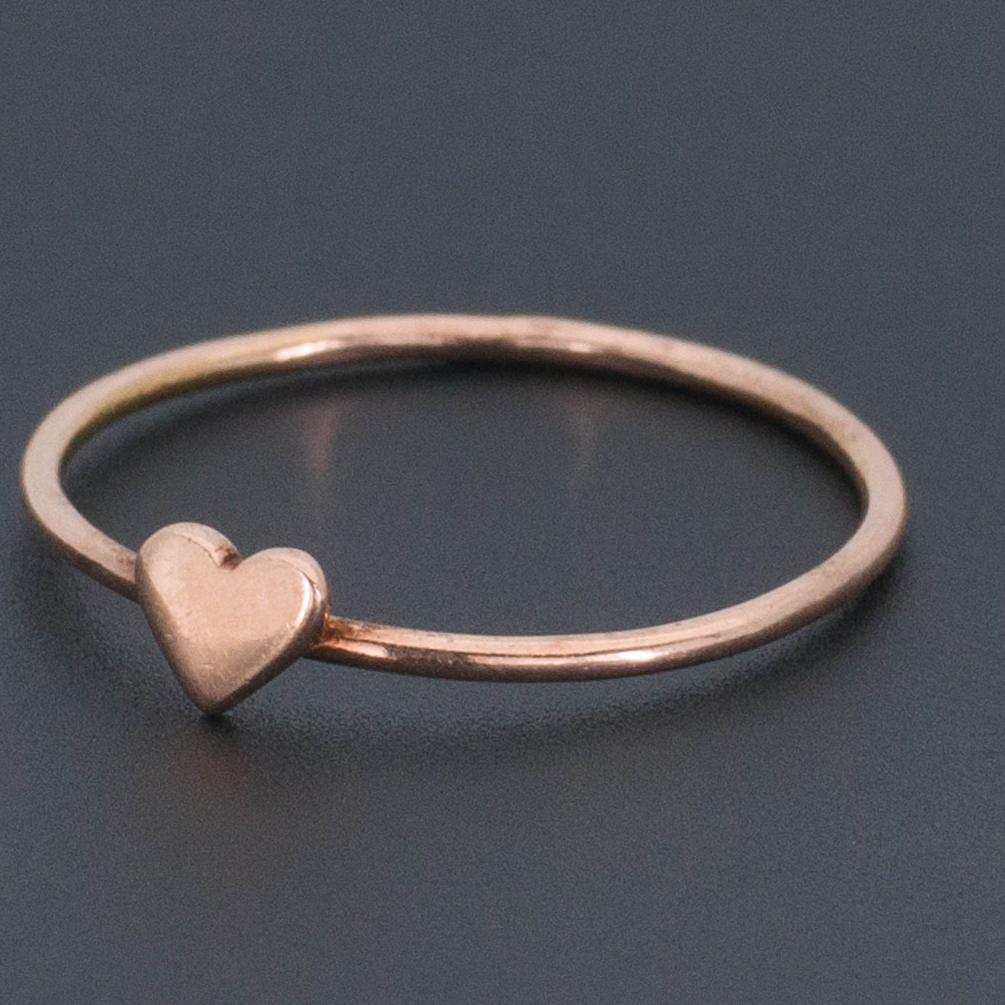 10k Gold Heart Ring | Rose Gold Ring-Trademark Antiques