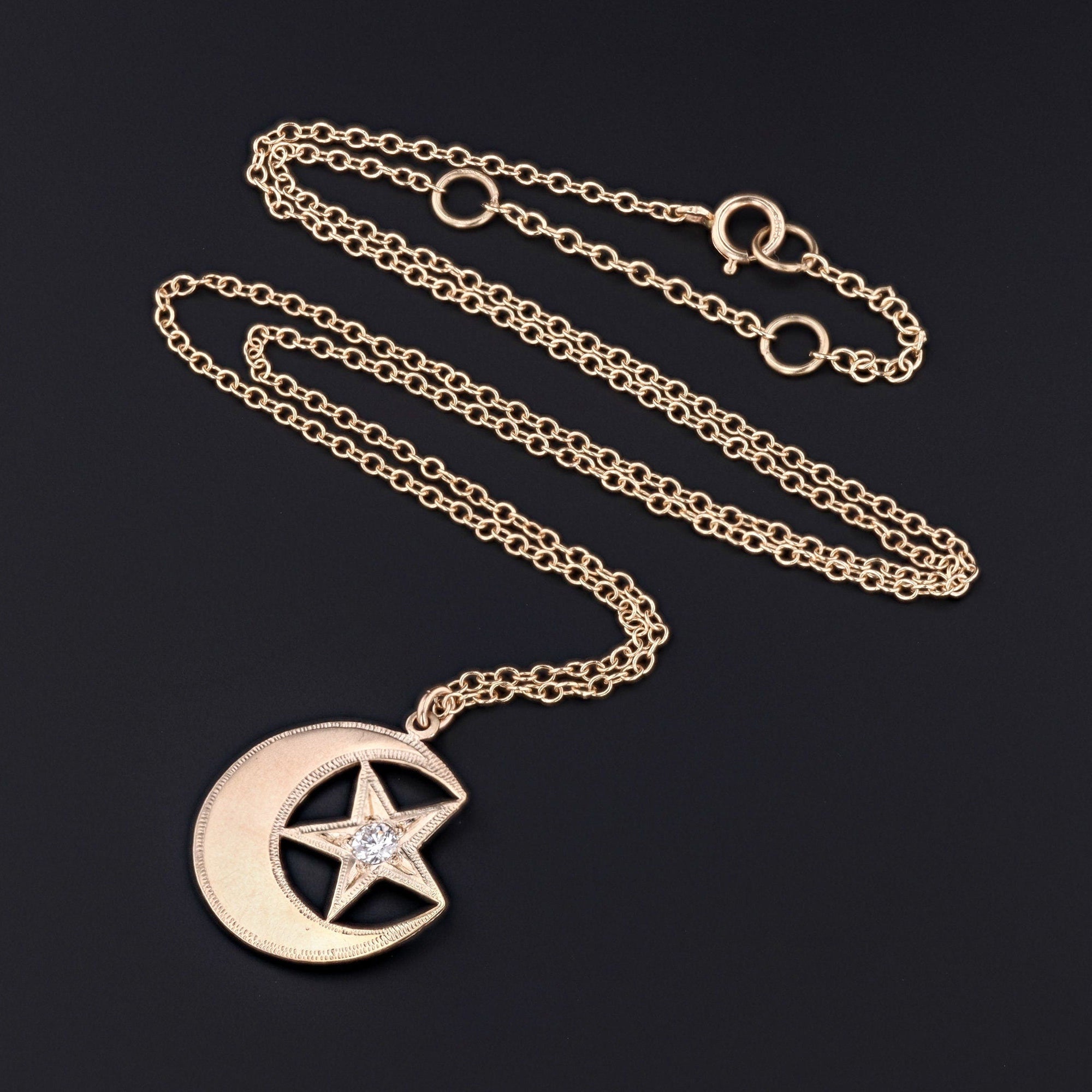 Crescent Moon Necklace | Antique Crescent & Star Necklace 