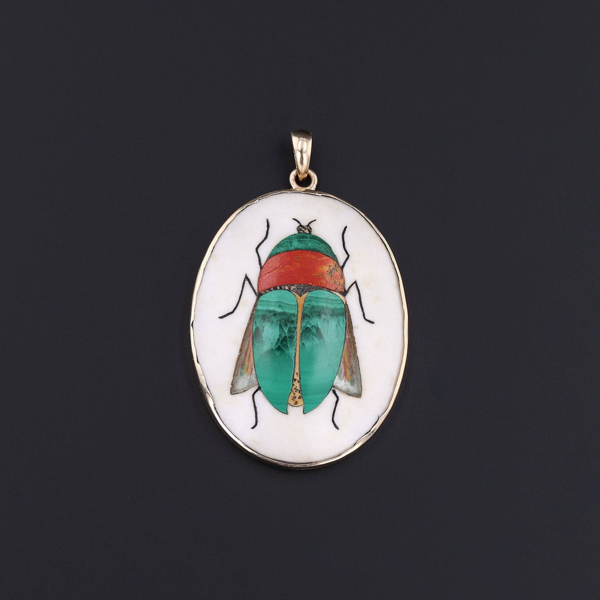 Beetle Pendant | Pietra Dura Mosaic Pendant 