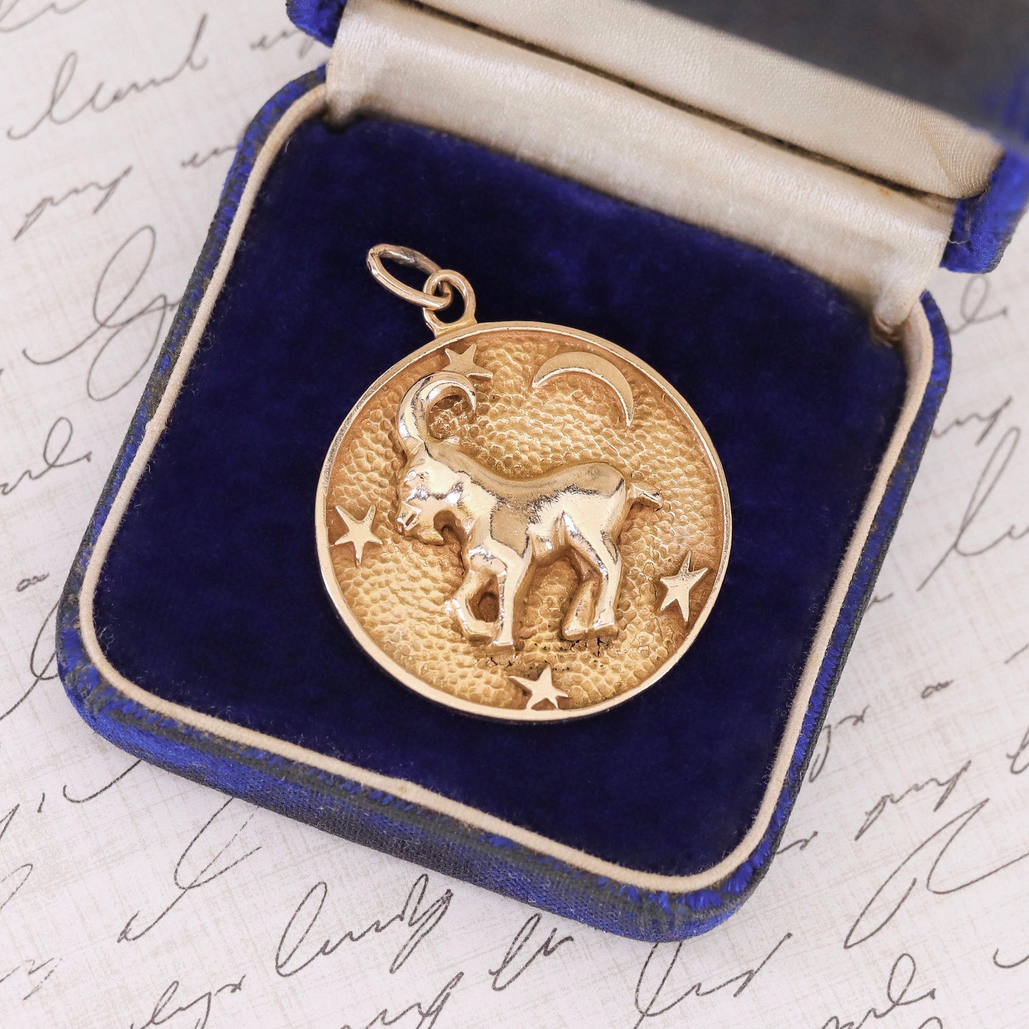 Vintage Aries Pendant of 14k Gold