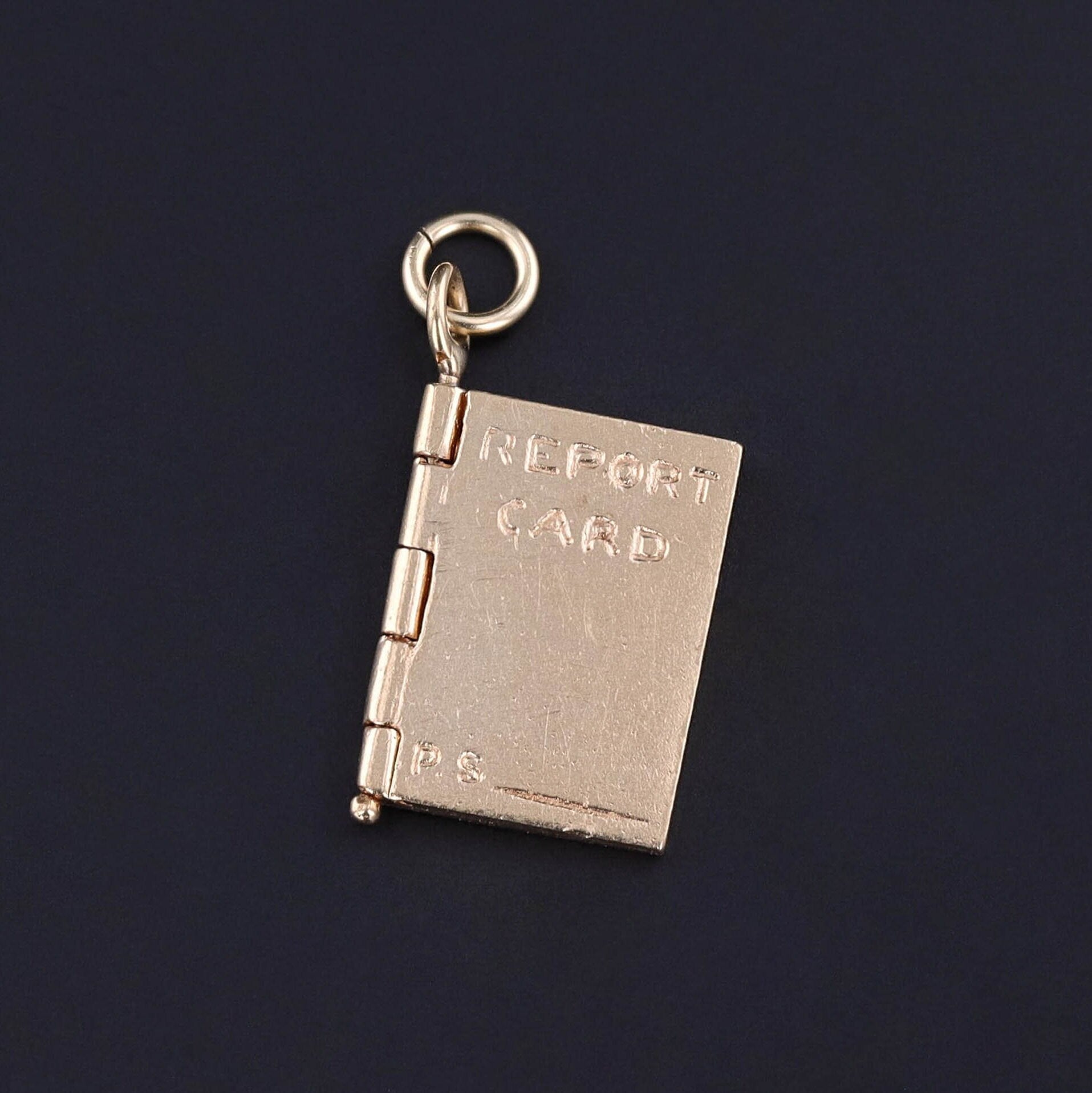 Vintage Report Card Charm of 14k Gold