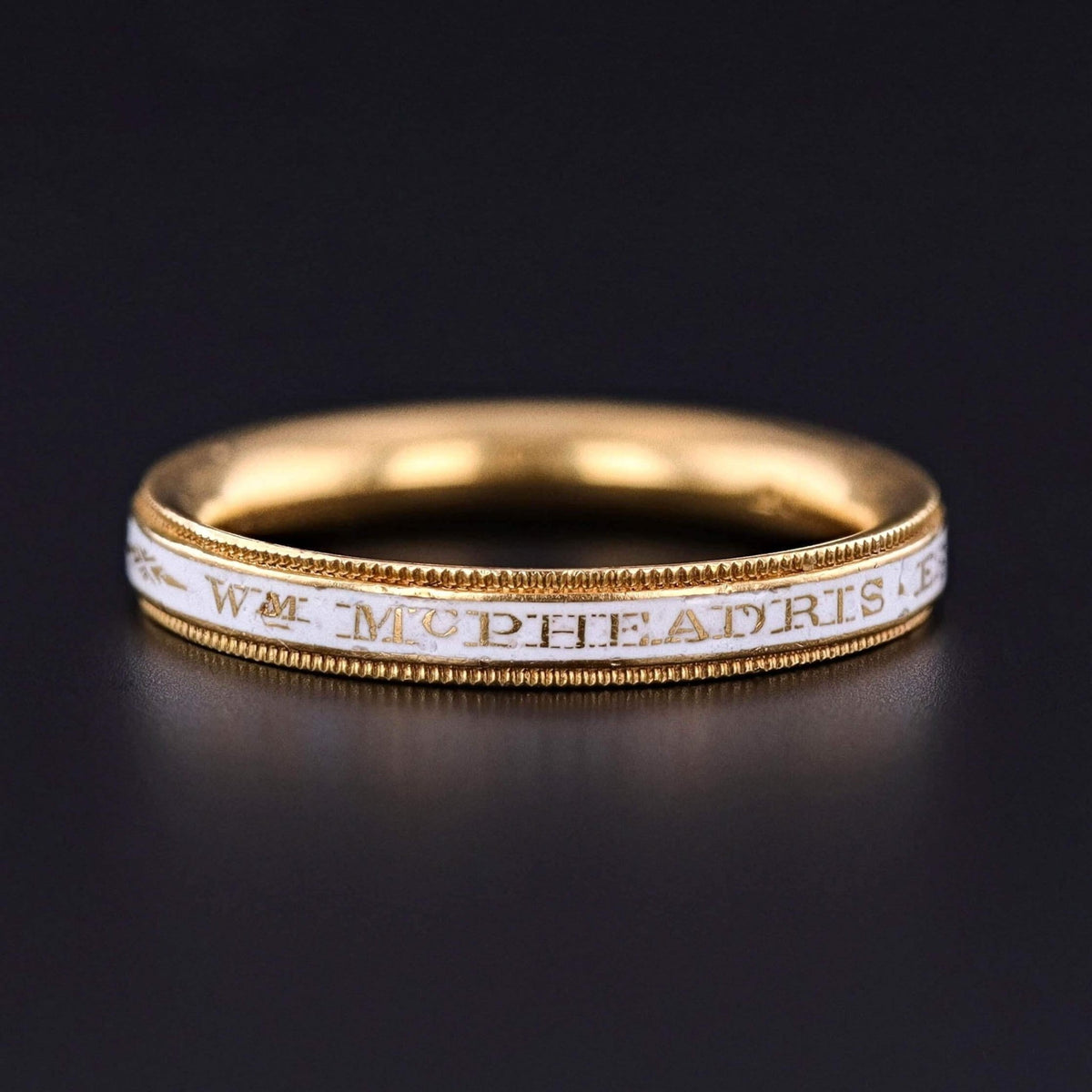 1776 Georgian Era White Enamel Mourning Ring of 18k Gold - Trademark Antiques