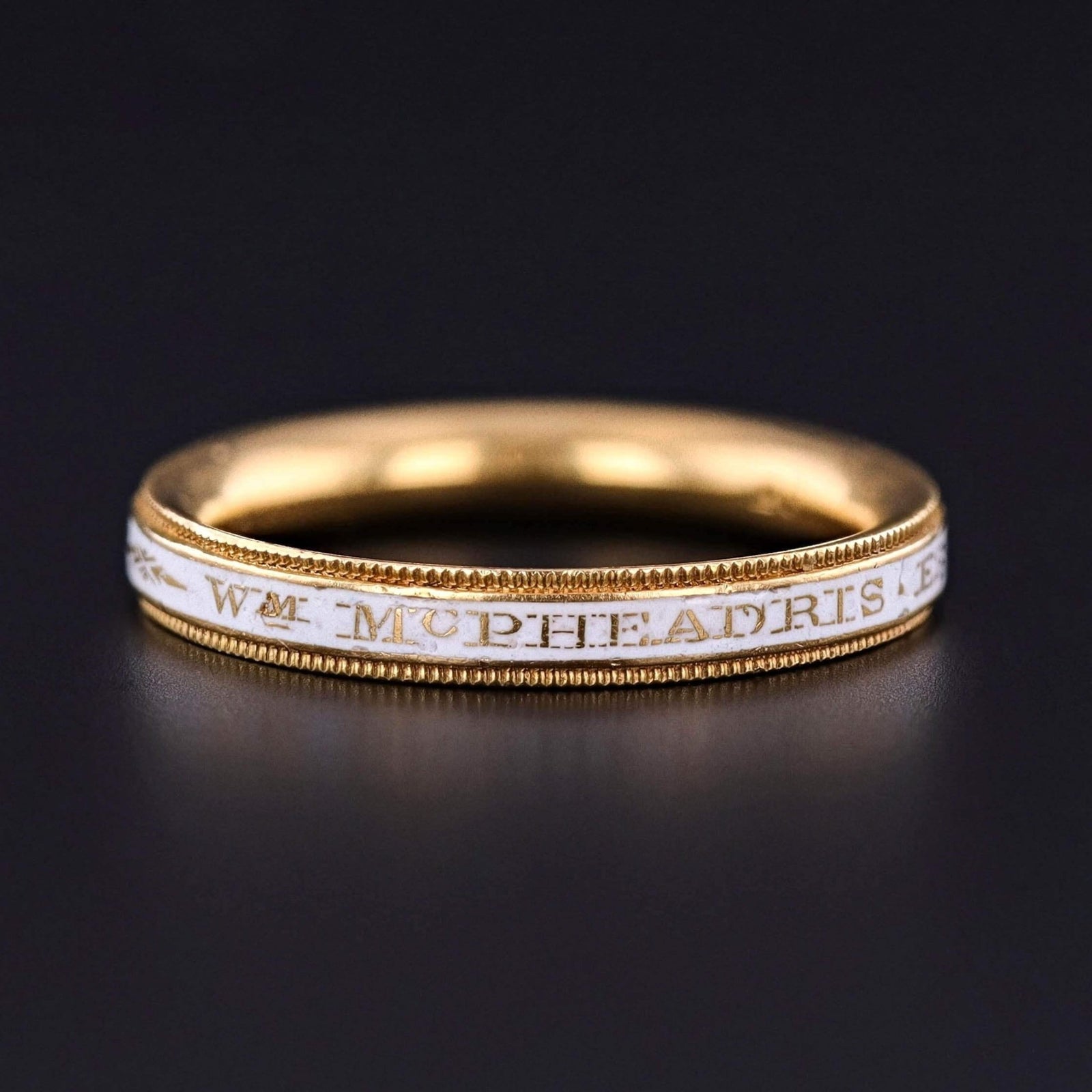 1776 Georgian Era White Enamel Mourning Ring of 18k Gold - Trademark Antiques