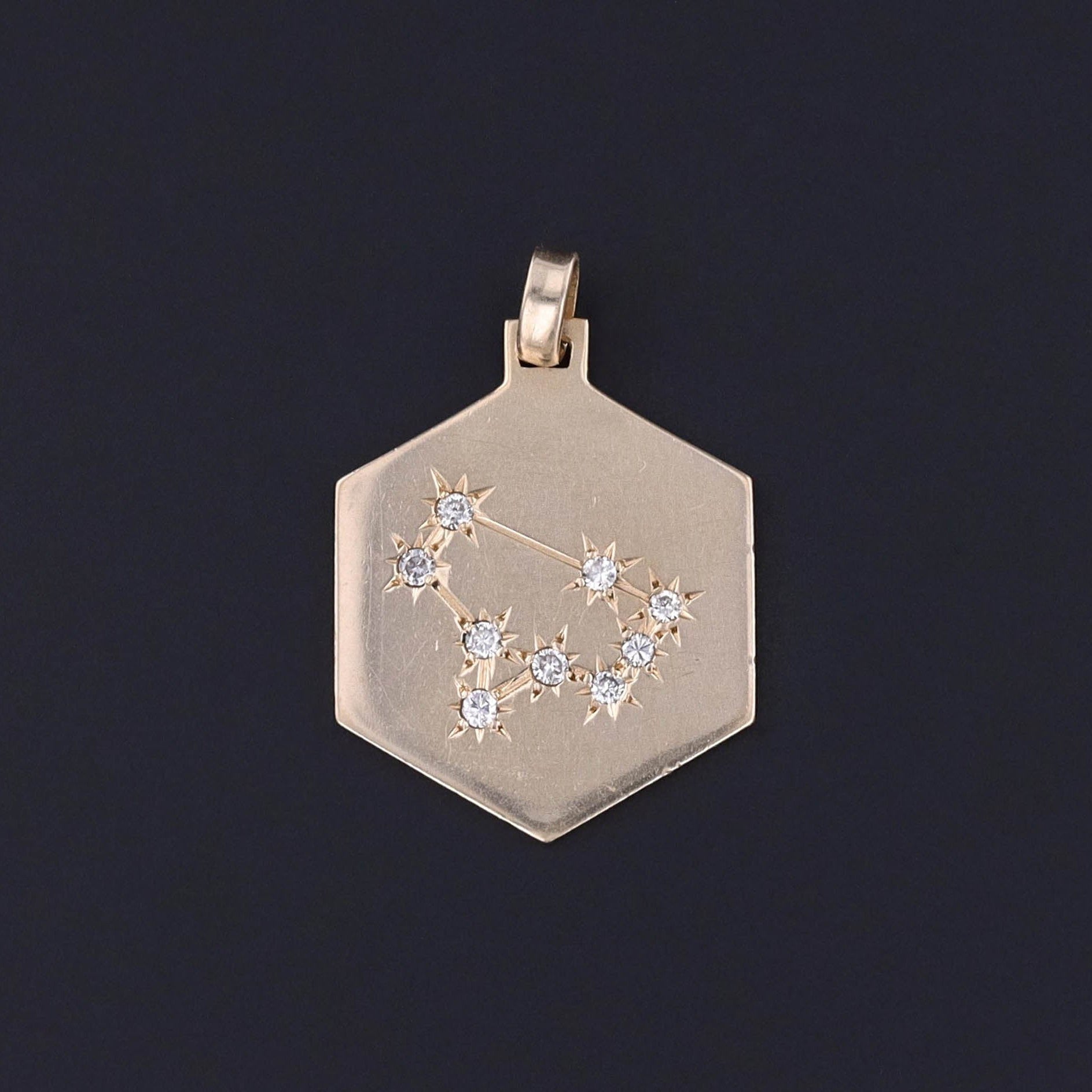 Vintage Diamond Gemini Pendant of 14k Gold