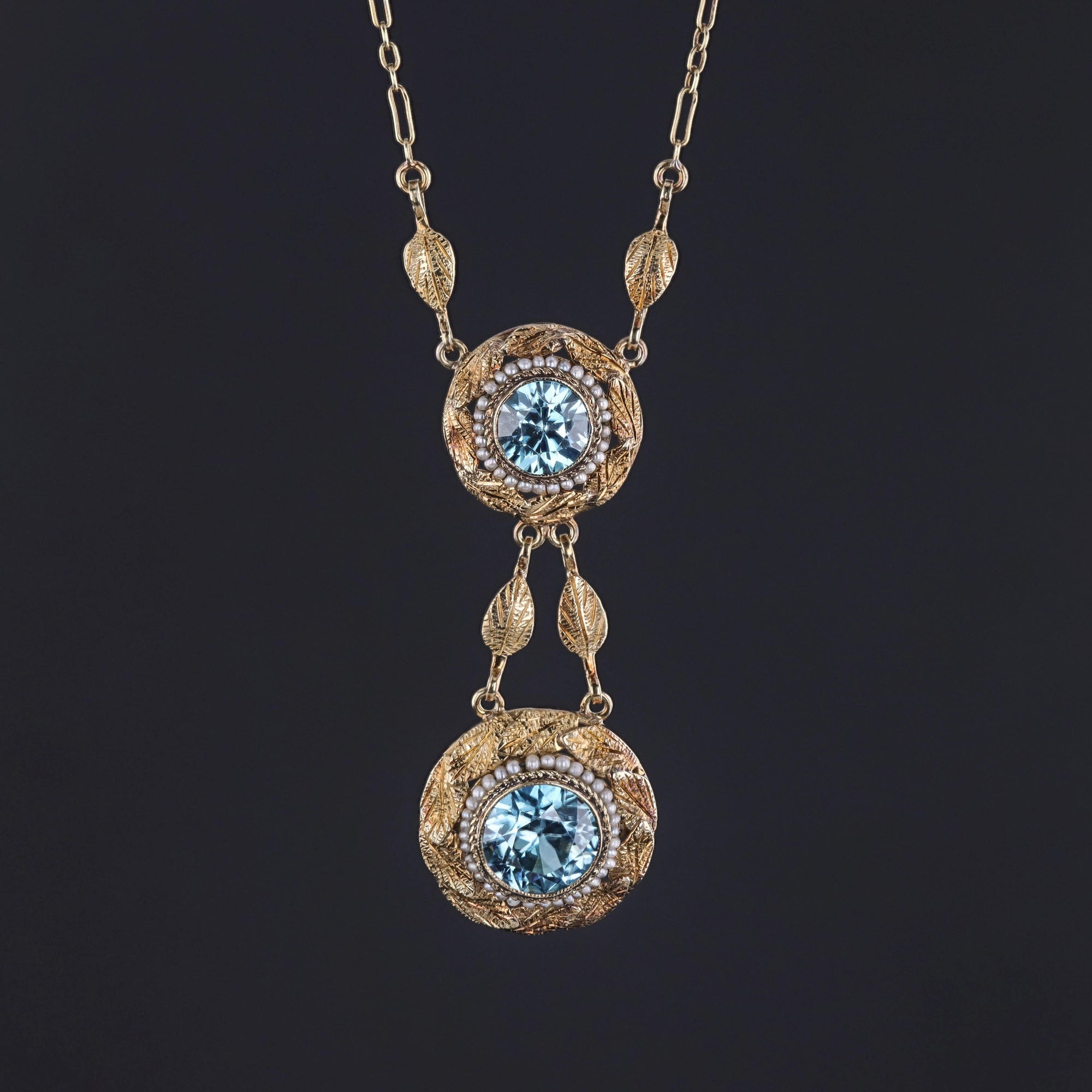 Victorian Zircon Necklace of 14k Gold