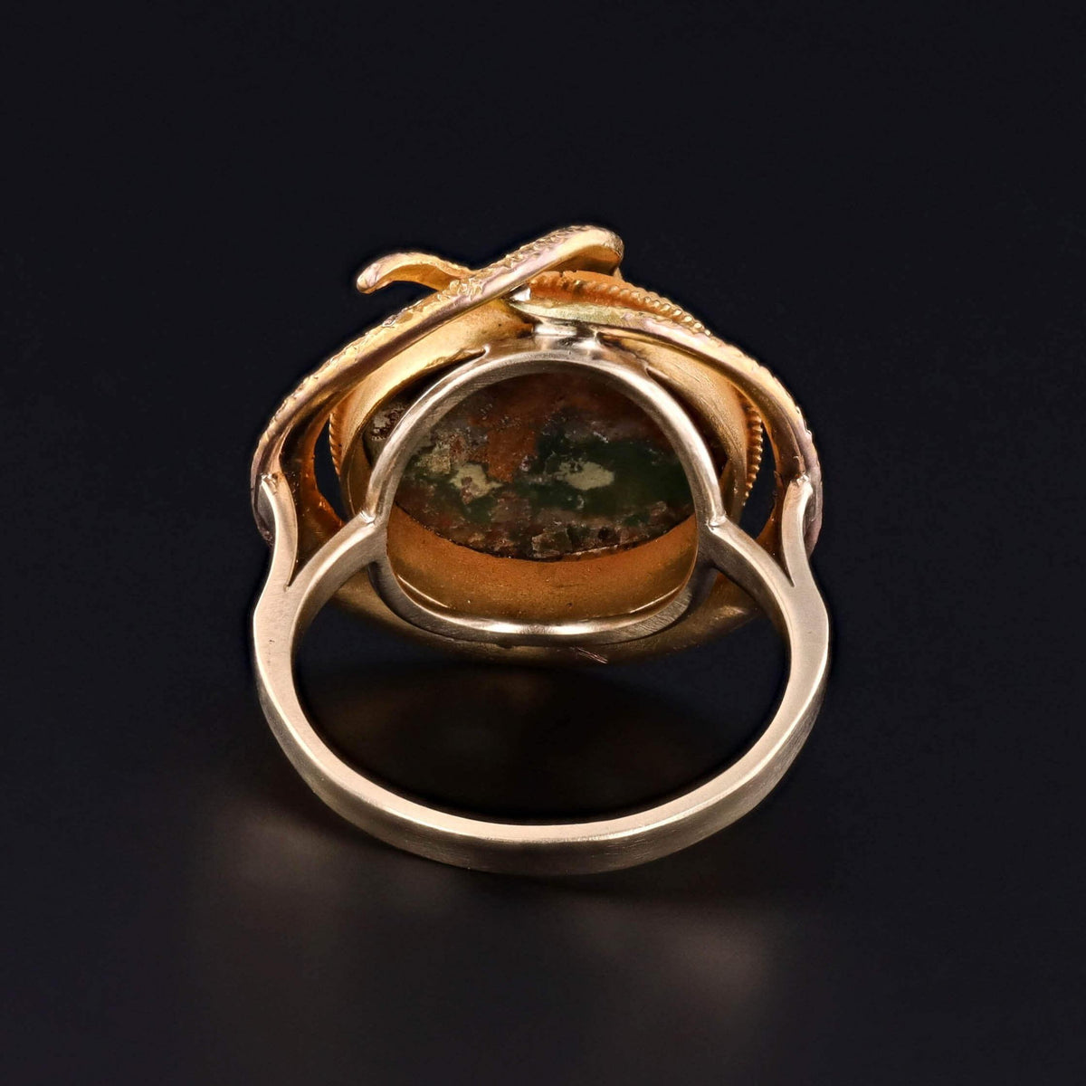 Antique Turquoise Snake Ring of 14k Gold