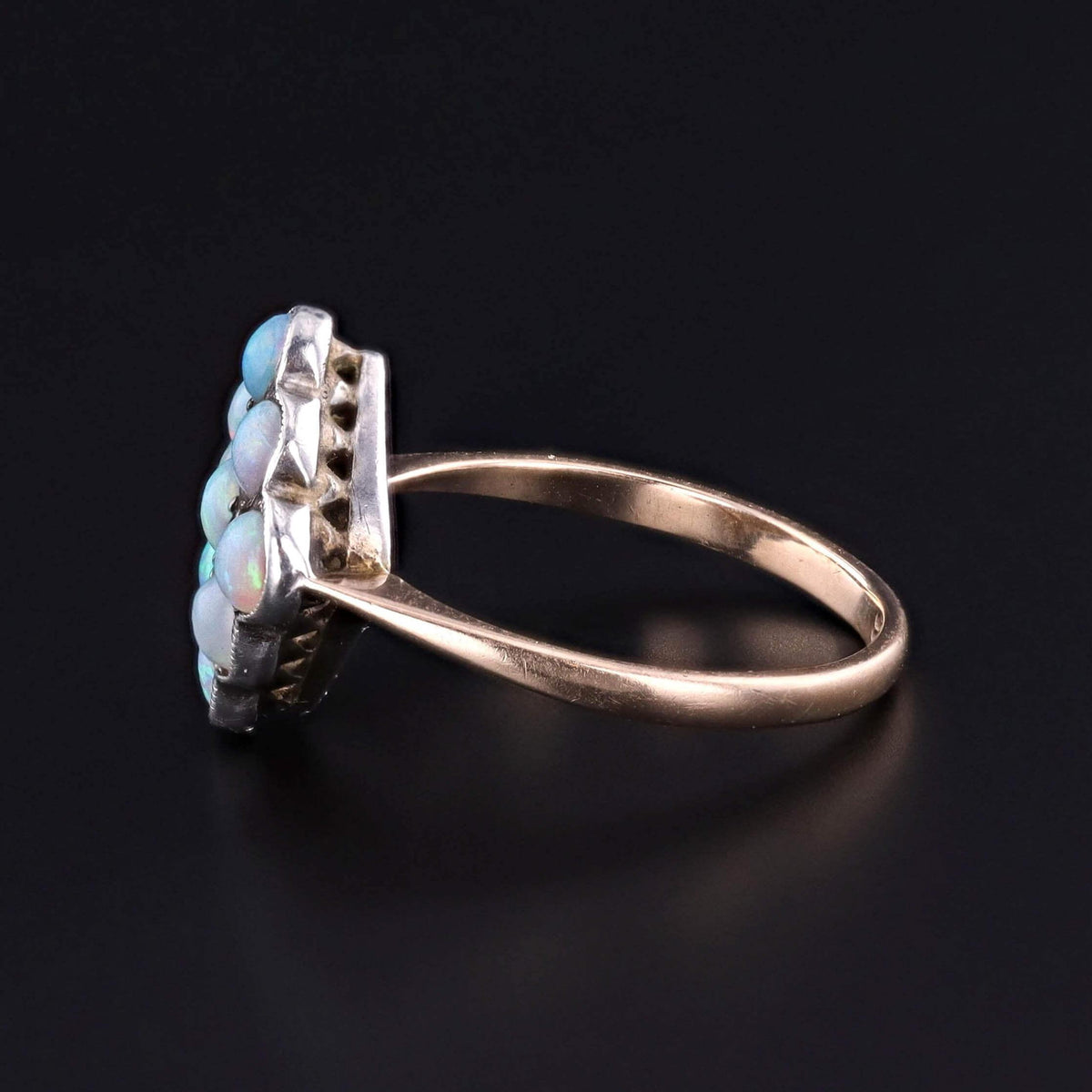 Antique Opal and Garnet Ring of 9k Gold