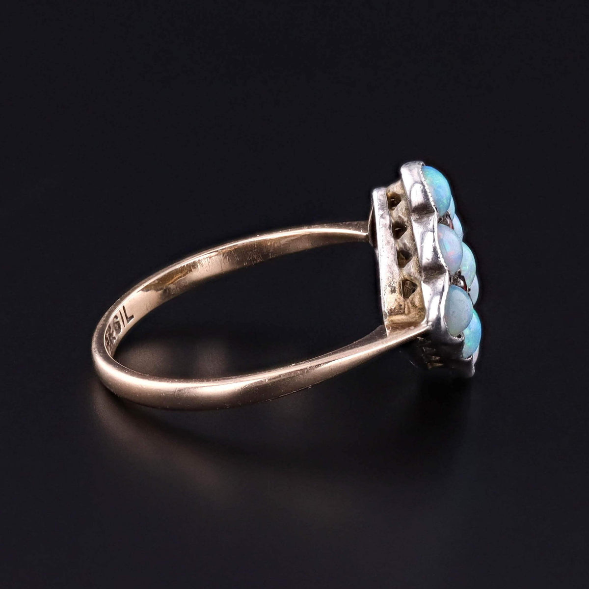 Antique Opal and Garnet Ring of 9k Gold