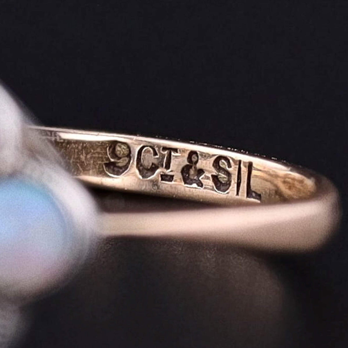 Antique Opal and Garnet Ring of 9k Gold