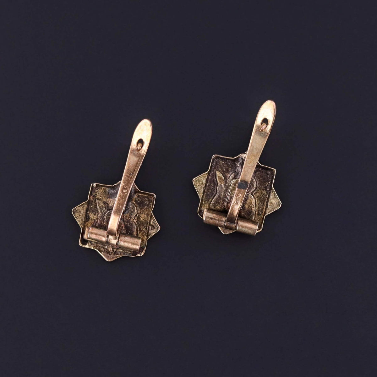 Victorian Enamel Cherub Earrings of 9k Gold