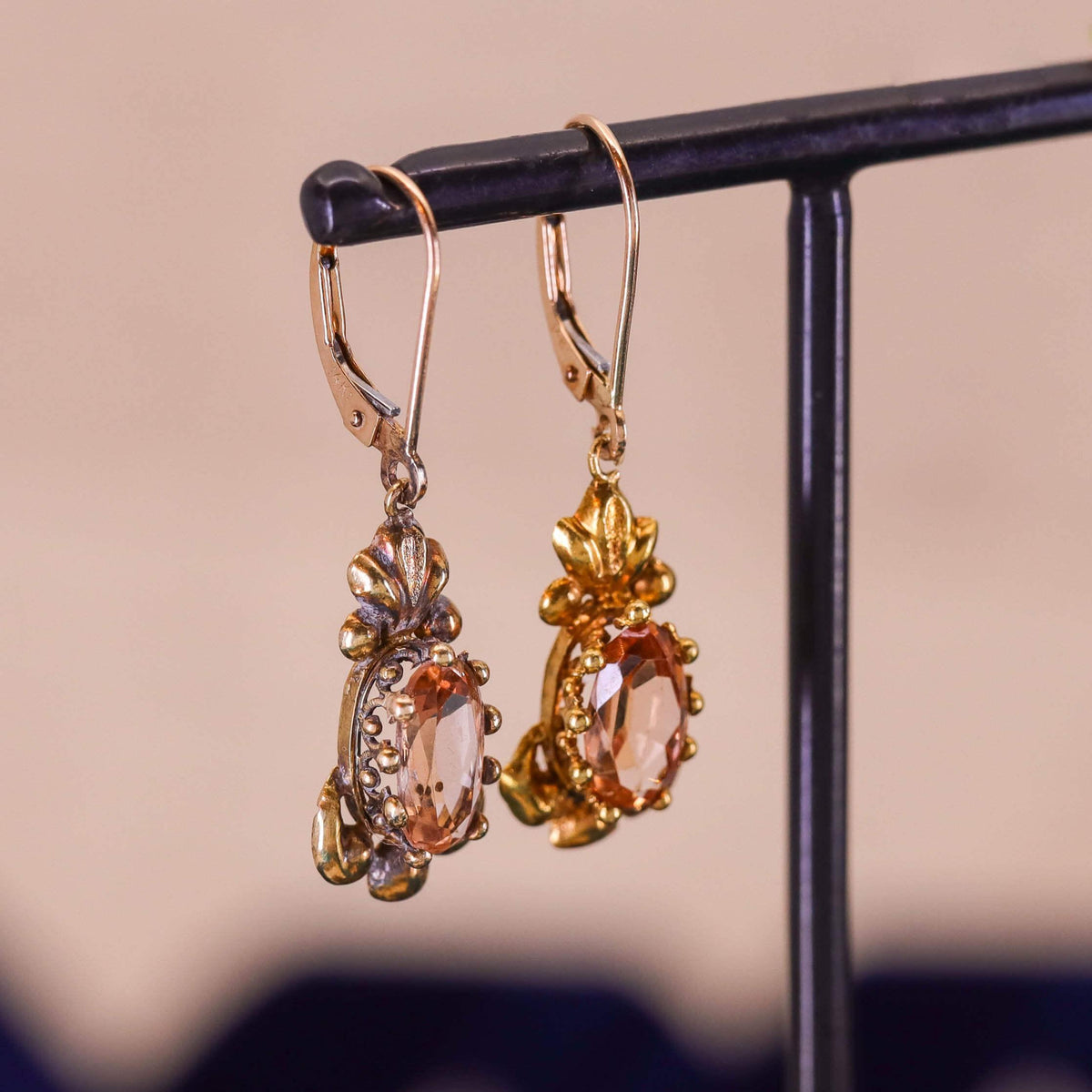 Antique Topaz Earrings with New Ear Wires of 14k Gold