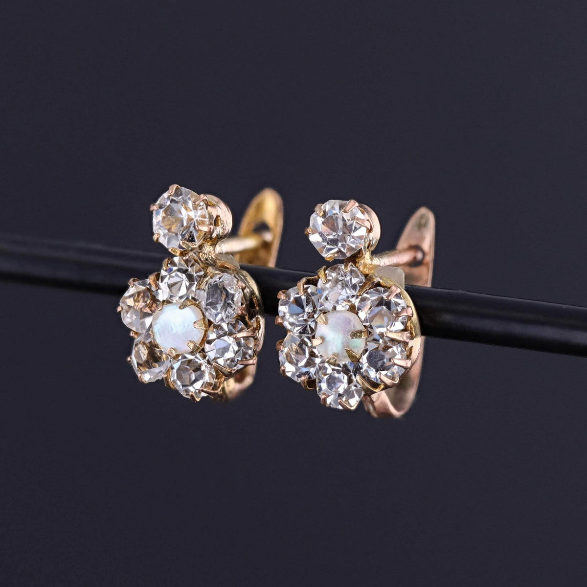 Antique Pearl and Paste Earrings of 12k Gold