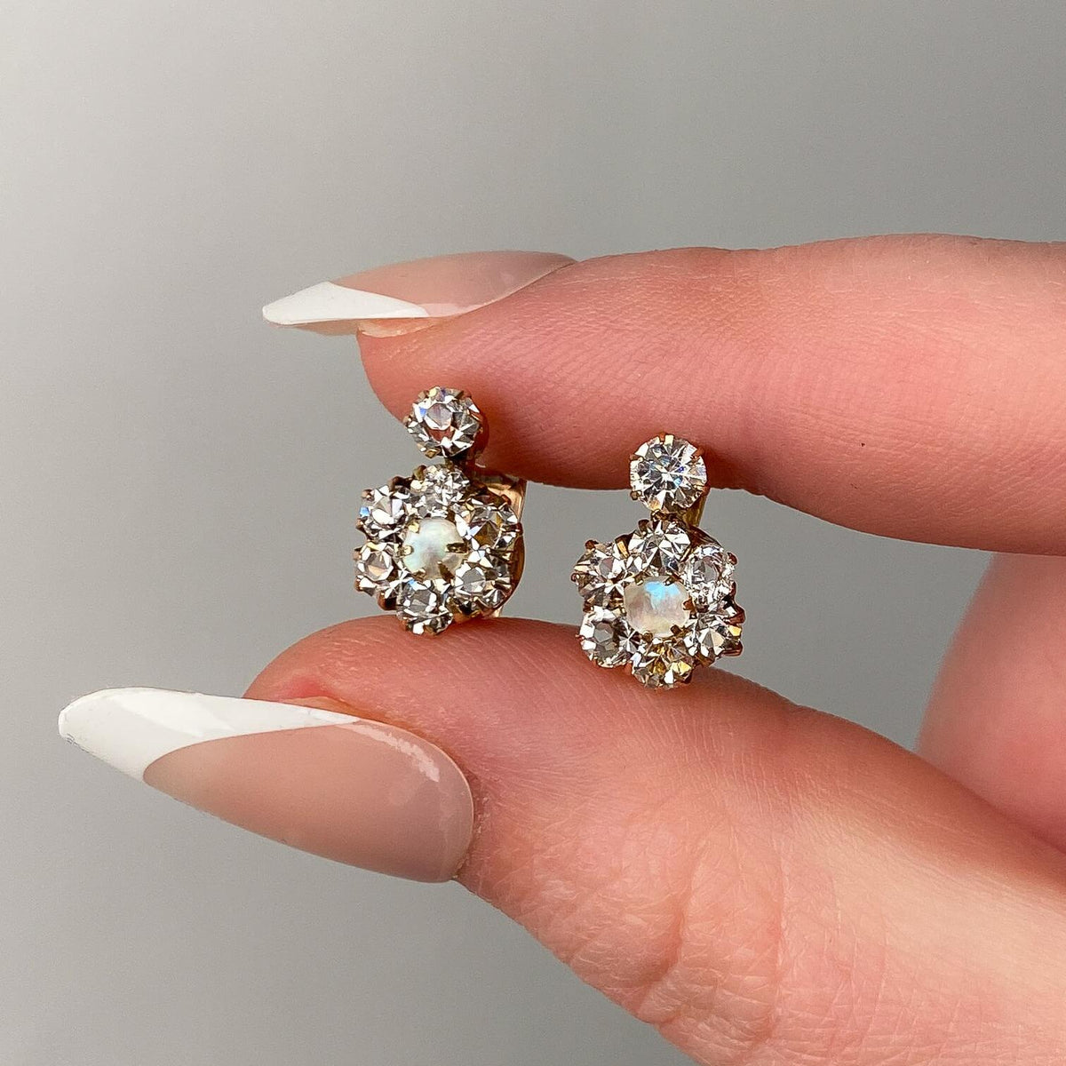 Antique Pearl and Paste Earrings of 12k Gold