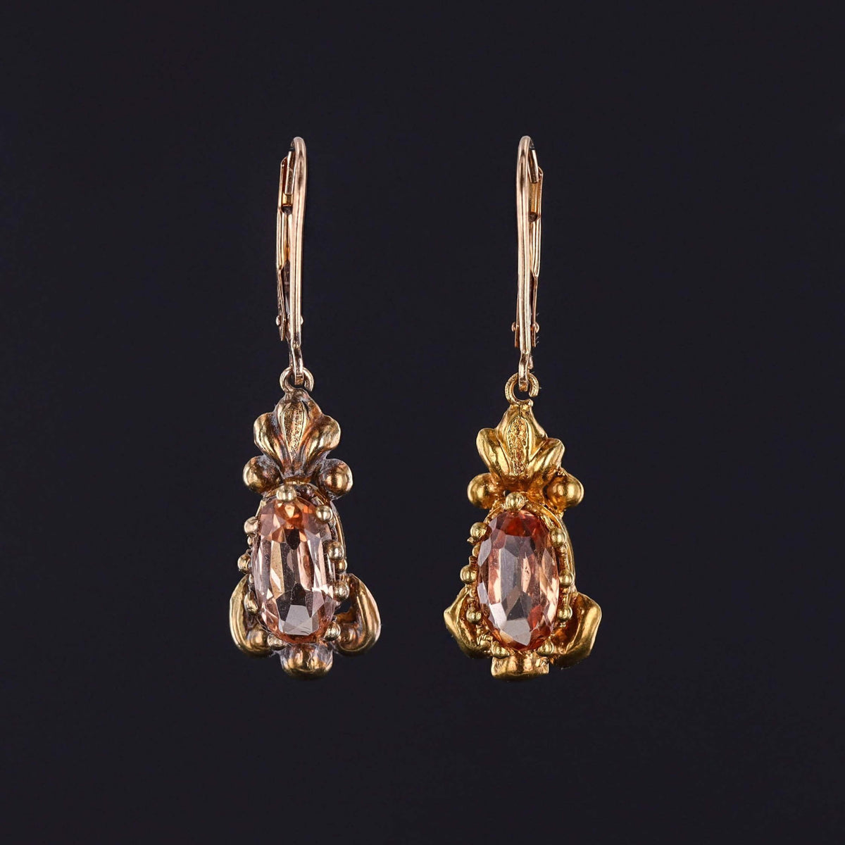 Antique Topaz Earrings with New Ear Wires of 14k Gold