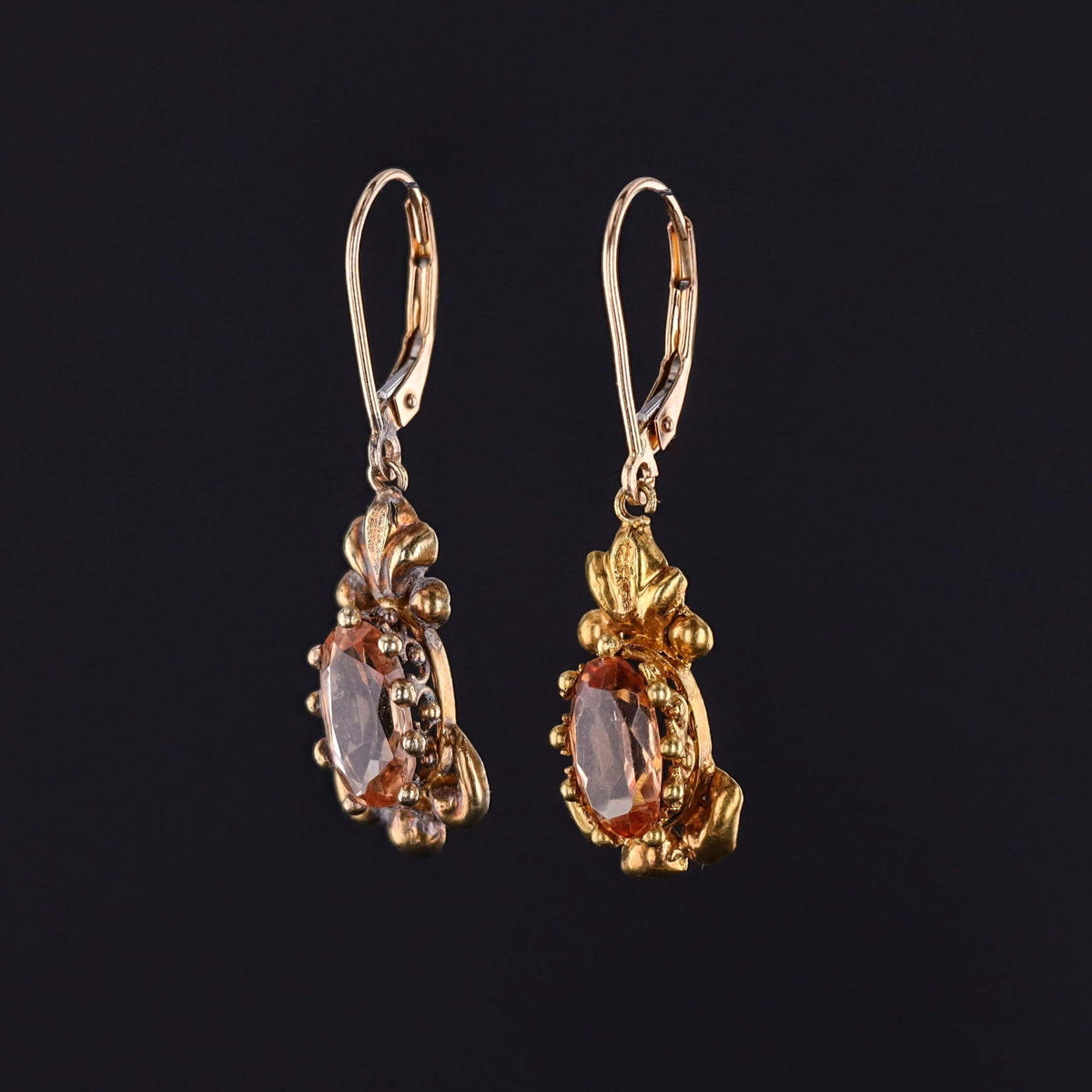 Antique Topaz Earrings with New Ear Wires of 14k Gold
