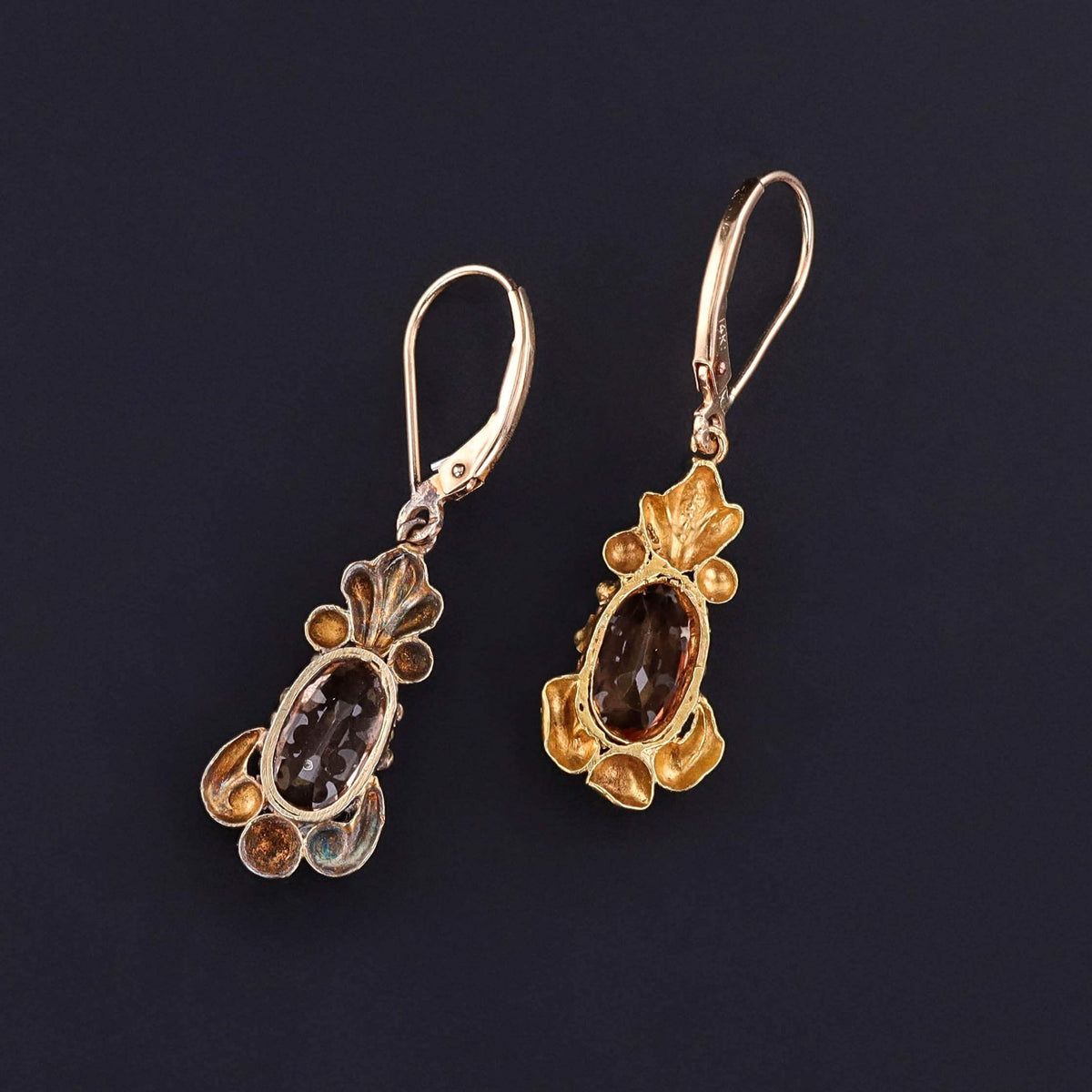 Antique Topaz Earrings with New Ear Wires of 14k Gold