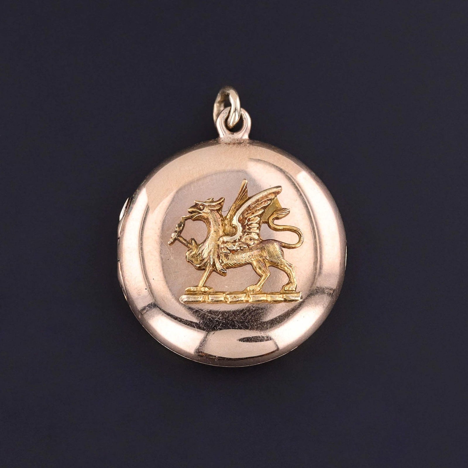 Antique Griffin Locket of 10k Gold
