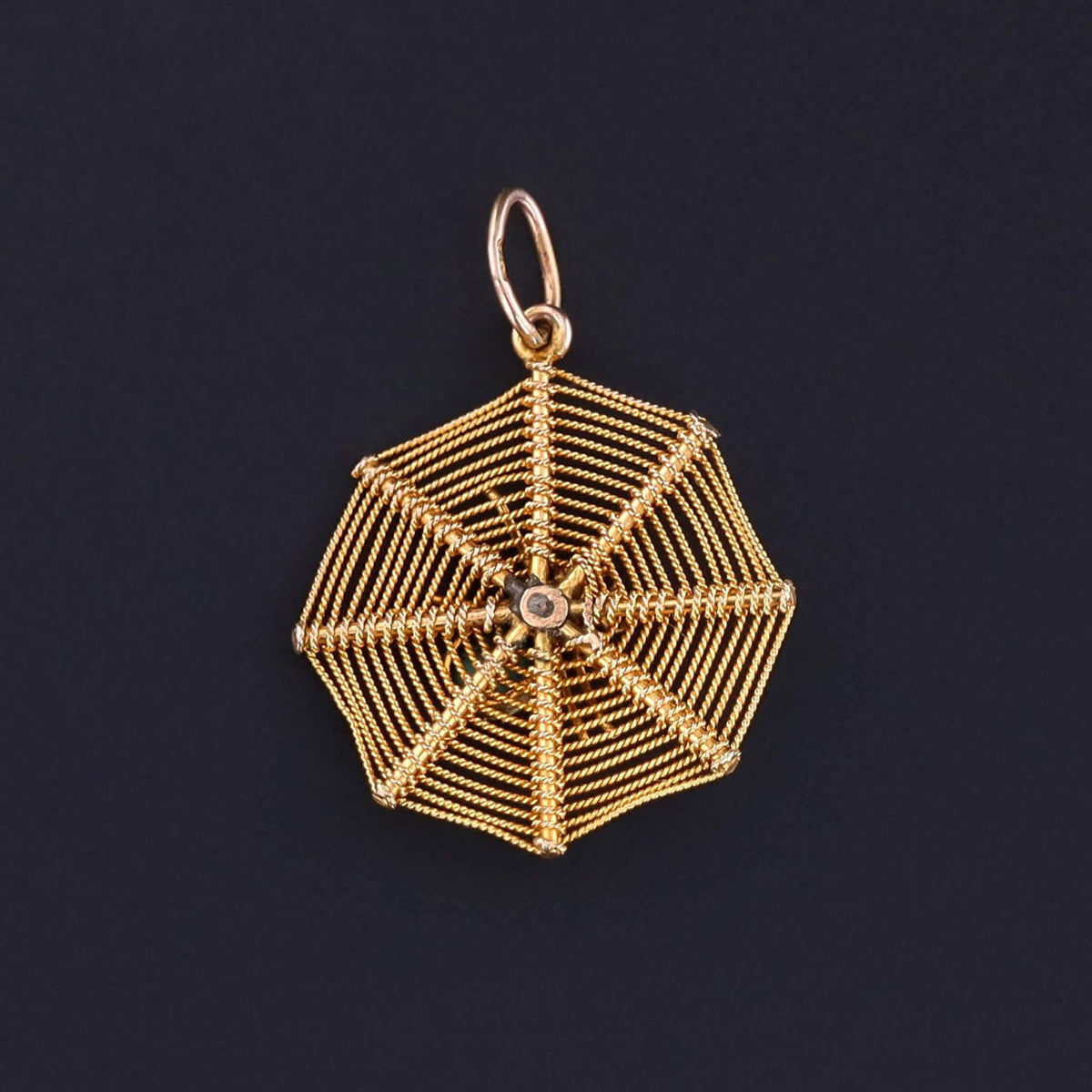 Antique Spider Web Charm of 10k Gold