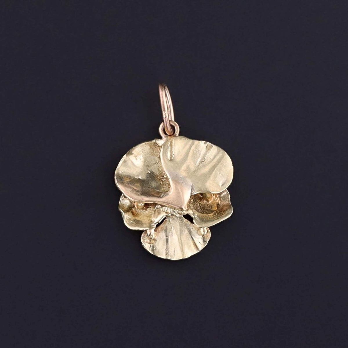 Vintage Yellow Enamel Pansy Charm of 14k Gold