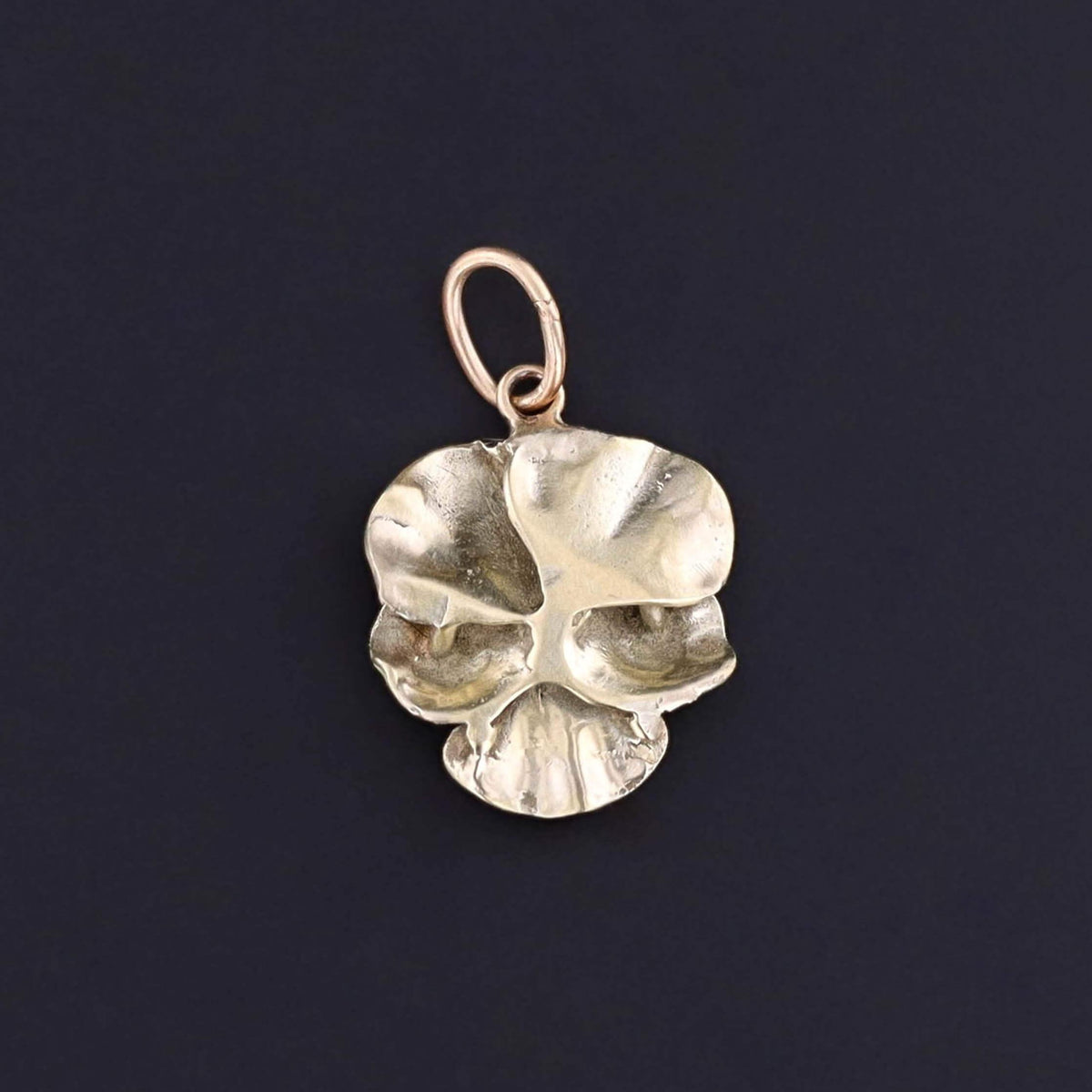 Vintage Yellow Enamel Pansy Charm of 14k Gold