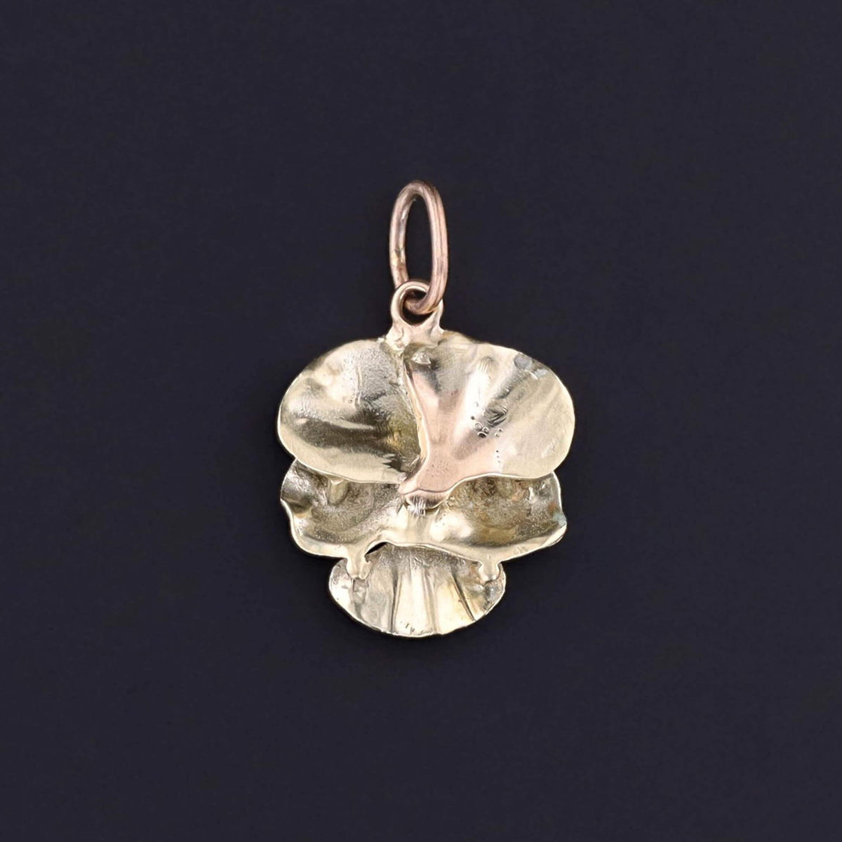 Vintage Turquoise Enamel Pansy Charm of 14k Gold