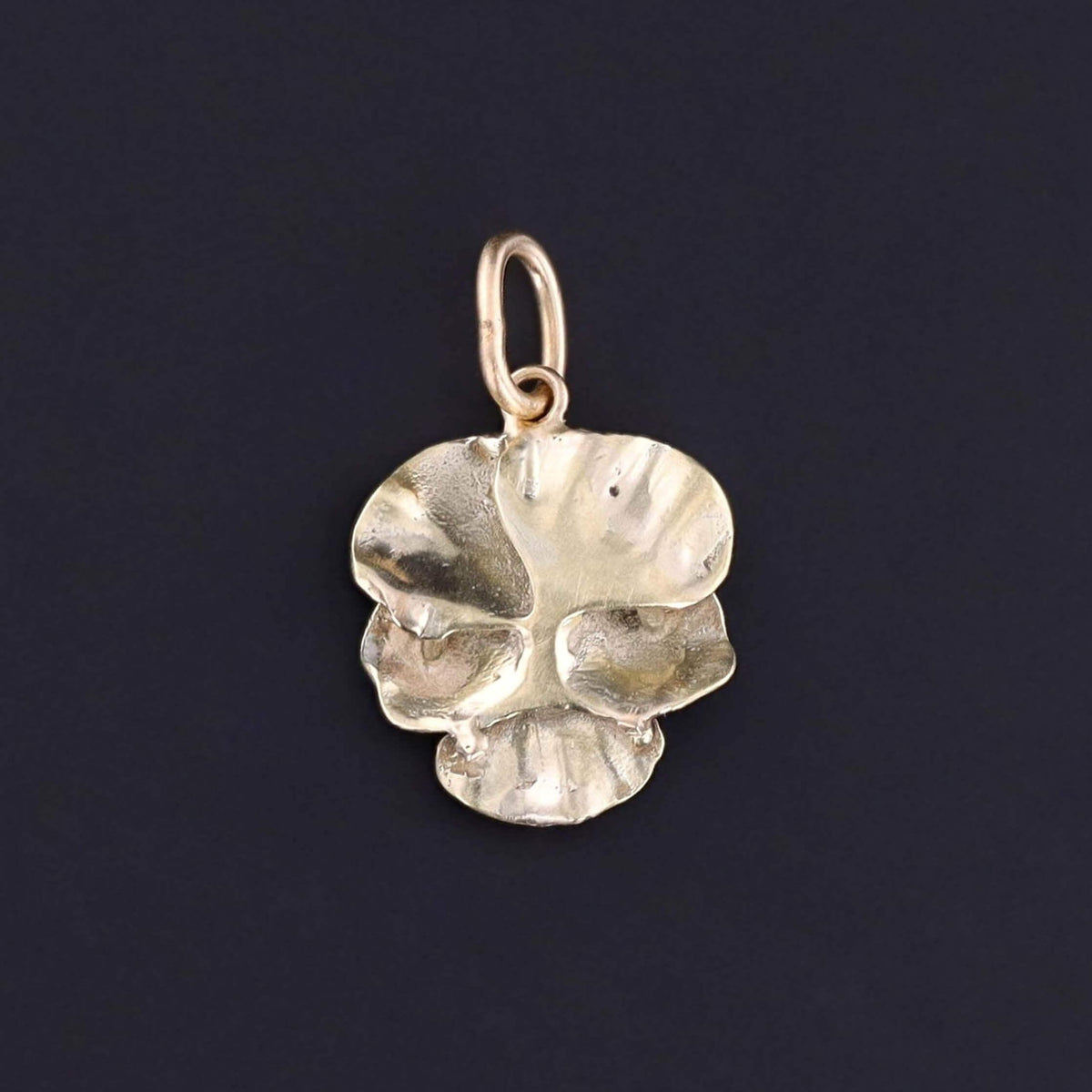 Vintage Blue Enamel Pansy Charm of 14k Gold