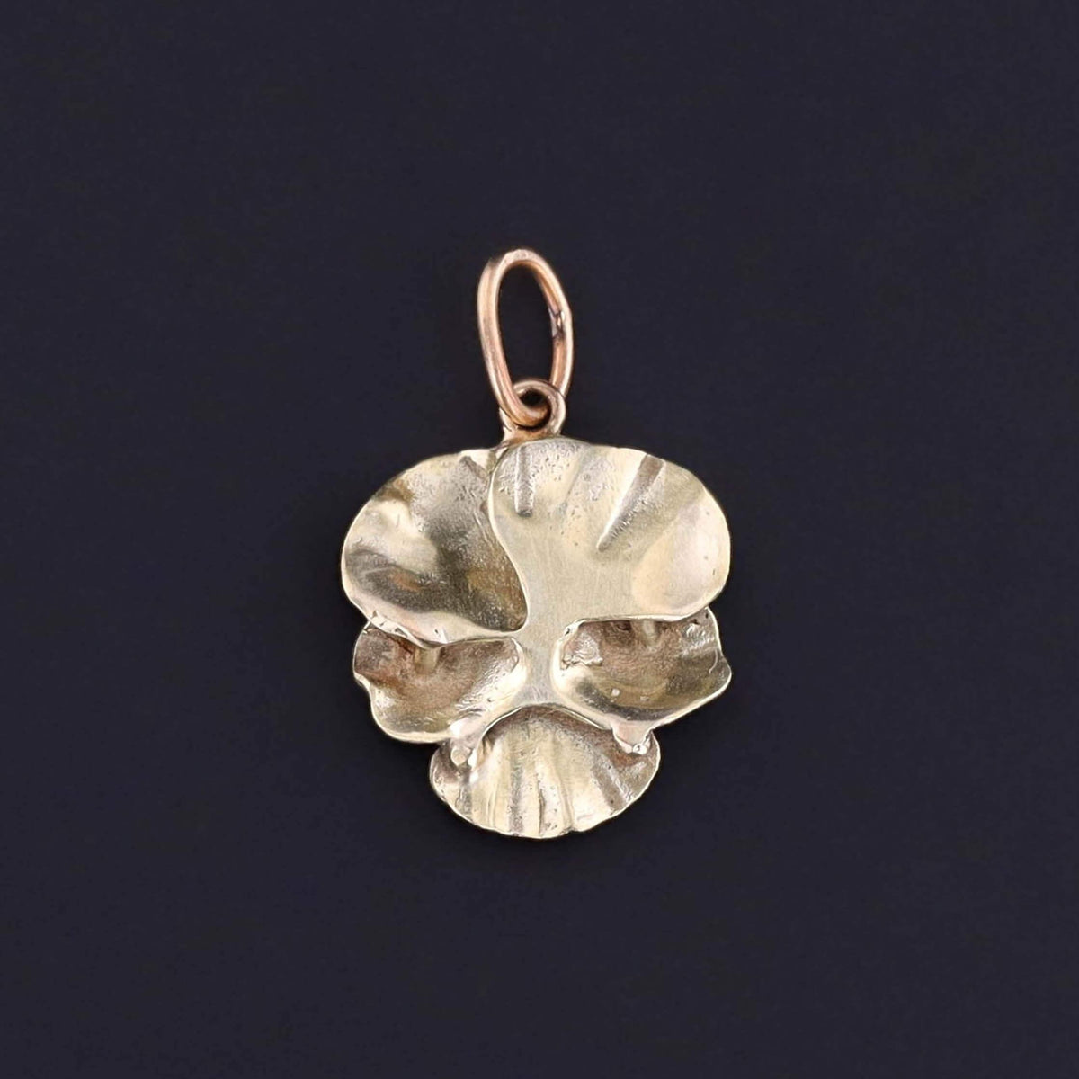 Vintage Purple Enamel Pansy Charm of 14k Gold