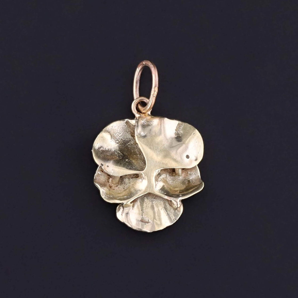 Vintage Two-Toned Enamel Pansy Charm of 14k Gold