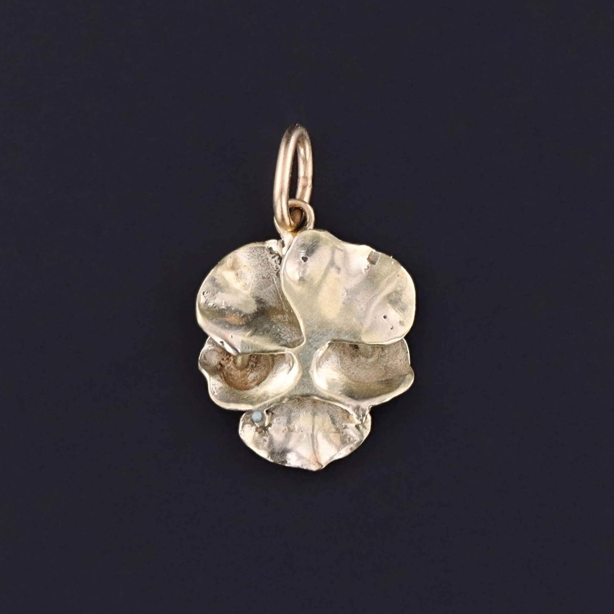 Vintage Pink Enamel Pansy Charm of 14k Gold