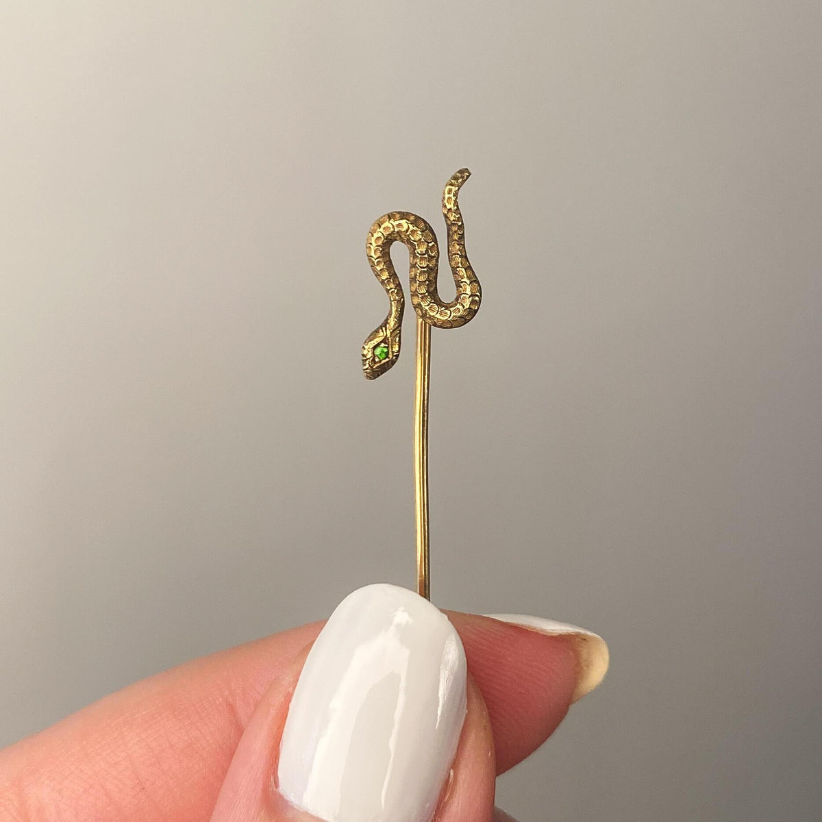 Victorian Snake Stickpin of 14k and 17k Gold