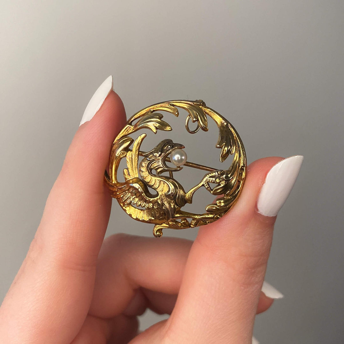 Antique Dragon Brooch of 14k Gold