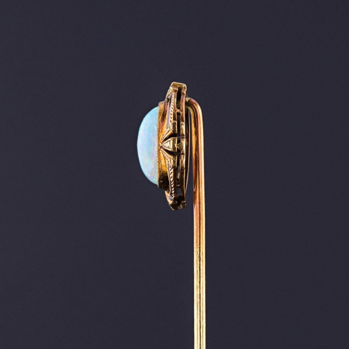 Antique Opal &amp; Enamel Stickpin of 14k Gold