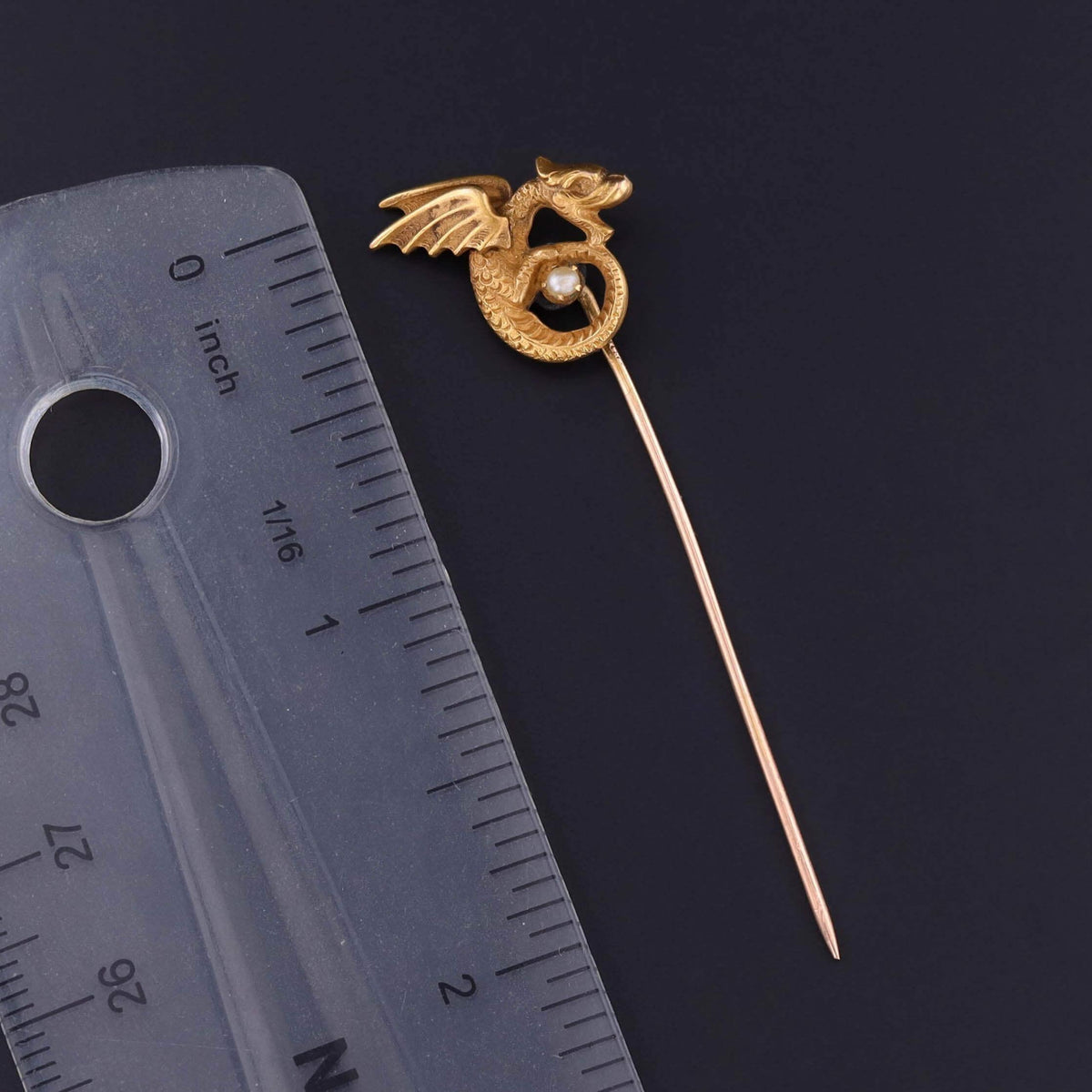 Antique Dragon Stickpin of 10k Gold