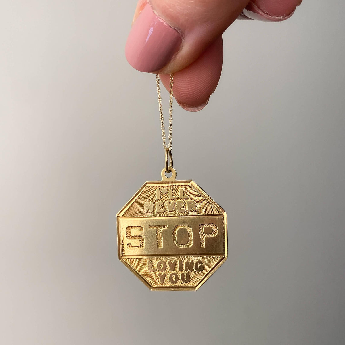Vintage I'll Never Stop Loving You Pendant of 14k Gold